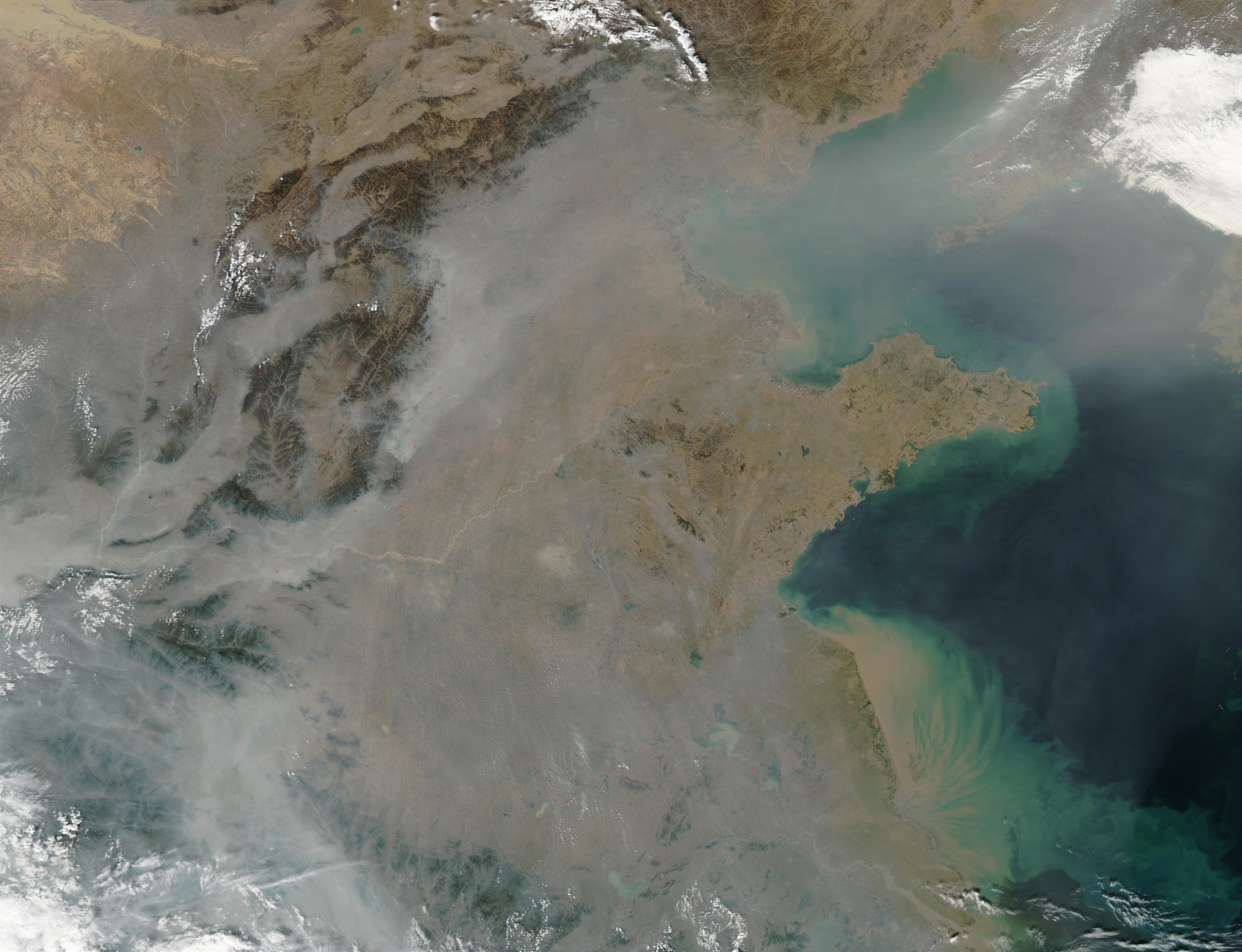 Contaminación encima de China oriental
