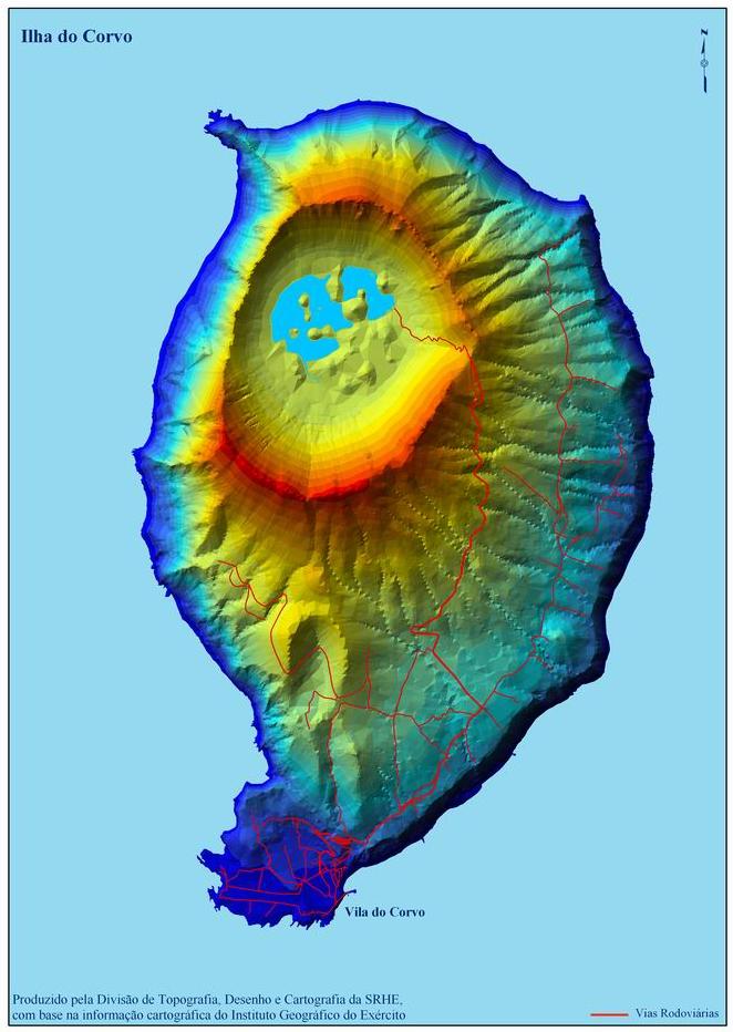 Corvo Island Map, Portugal