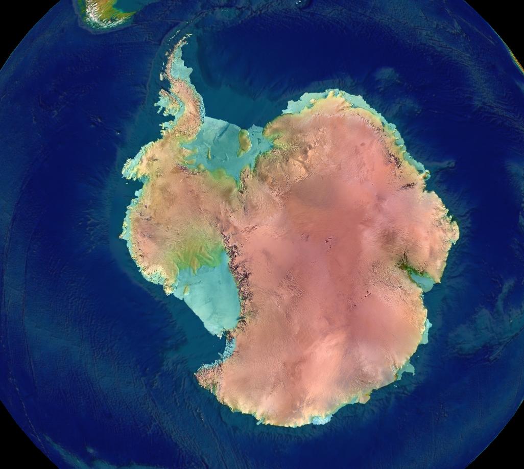 Elevación topográfica de la Antártica