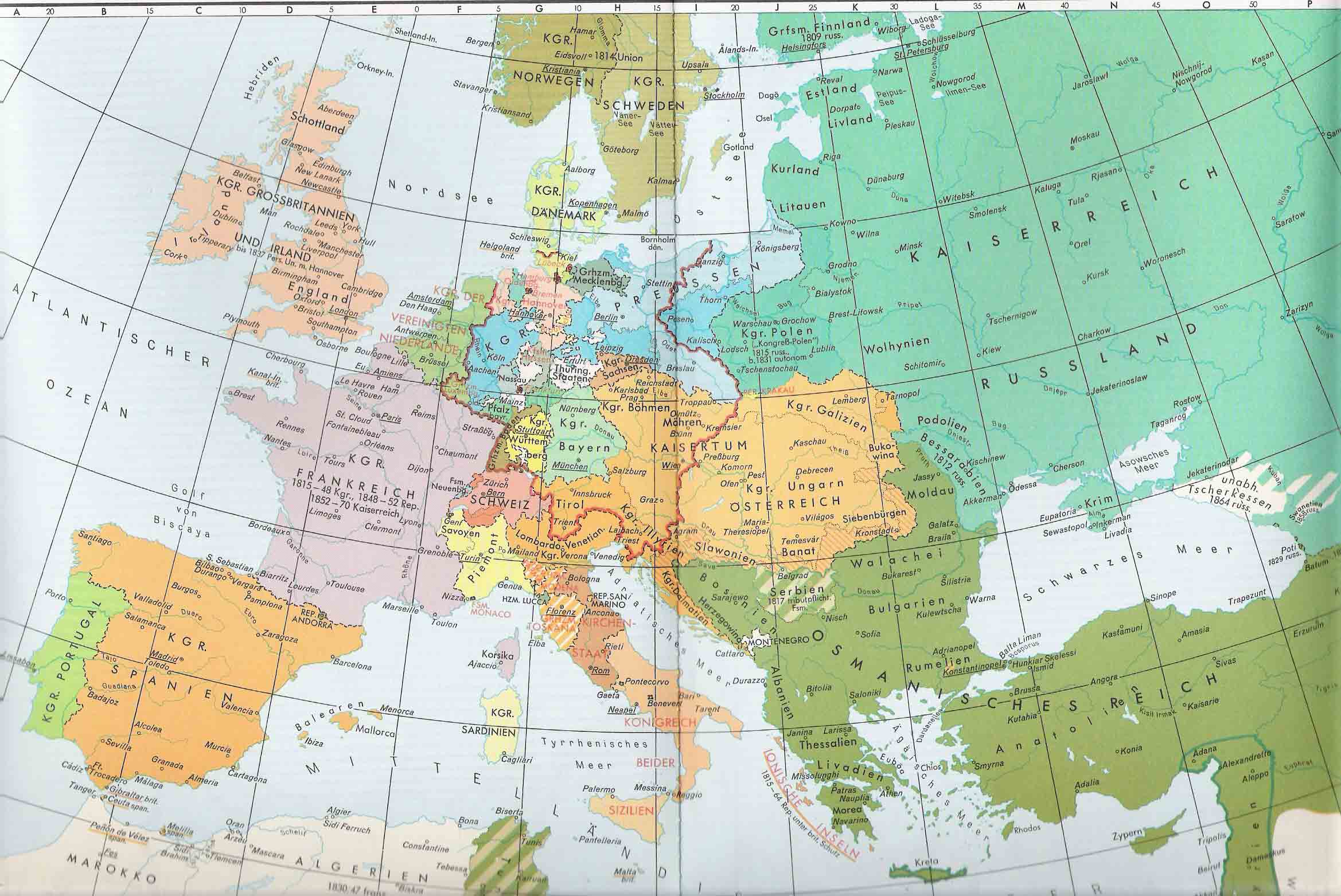 Europa en 1815 después del Congreso de Viena