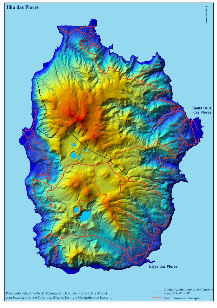 Flores Island Map, Portugal