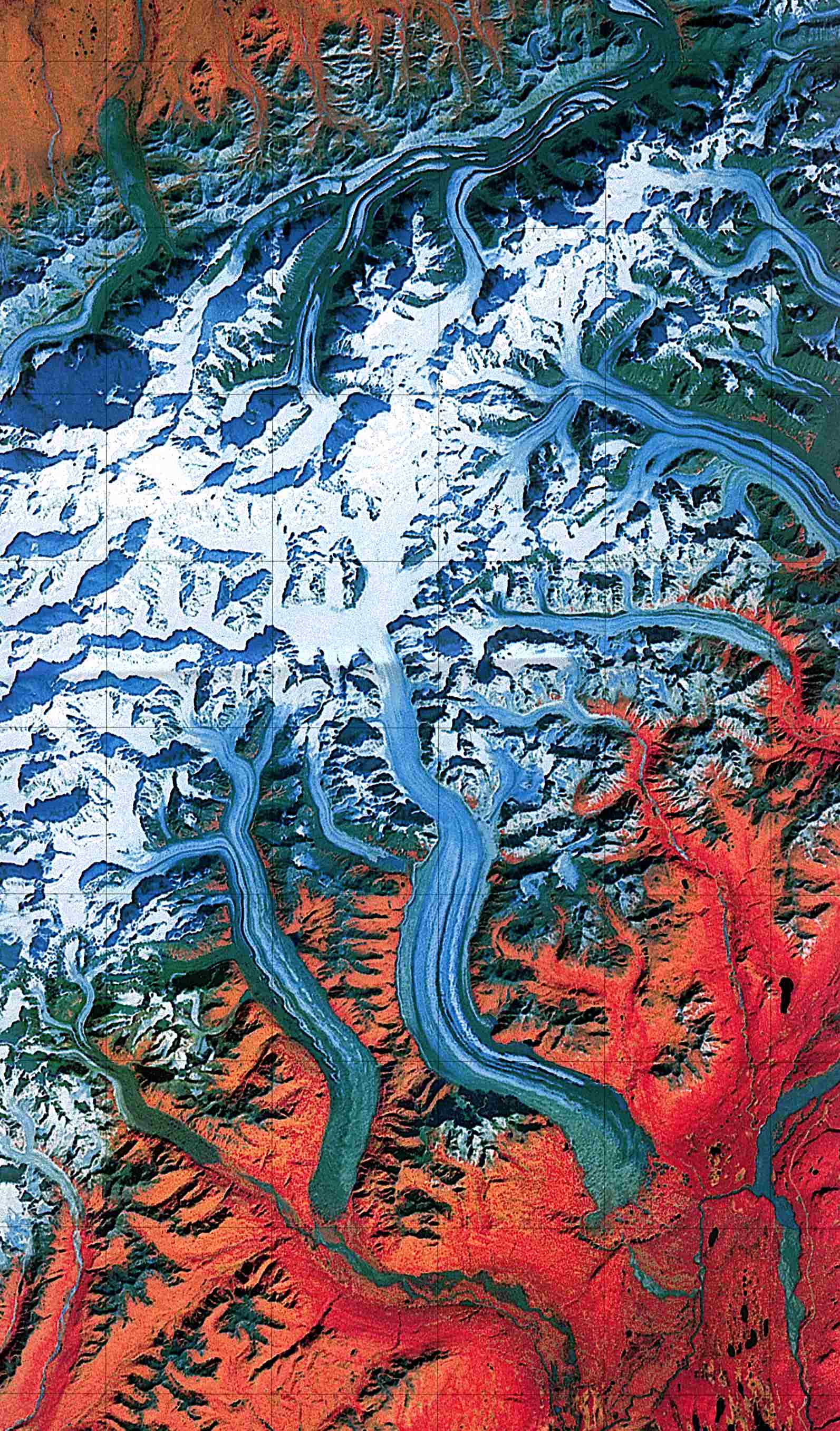 Foto, Imagen Satelite del Parque Nacional y Reserva Natural de Denali, Alaska, Estados Unidos