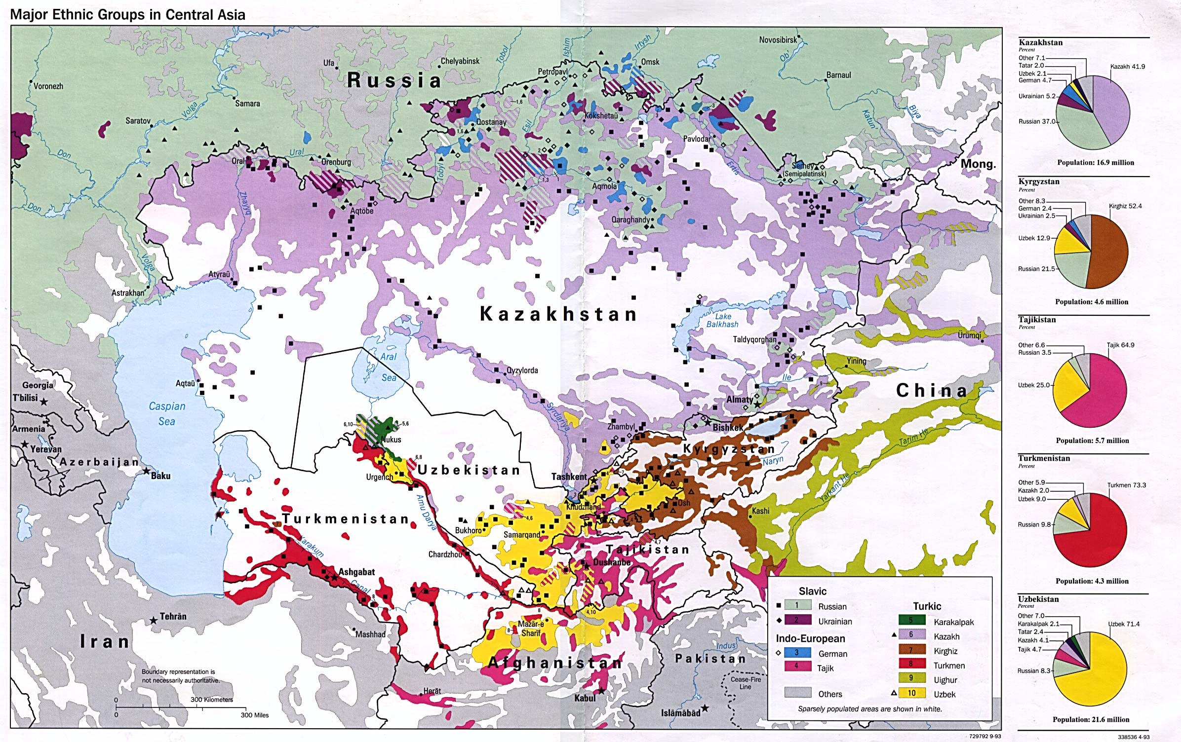 Maps Of Central Asia Major Ethnic Groups Map 1993 Mapa Owje Com