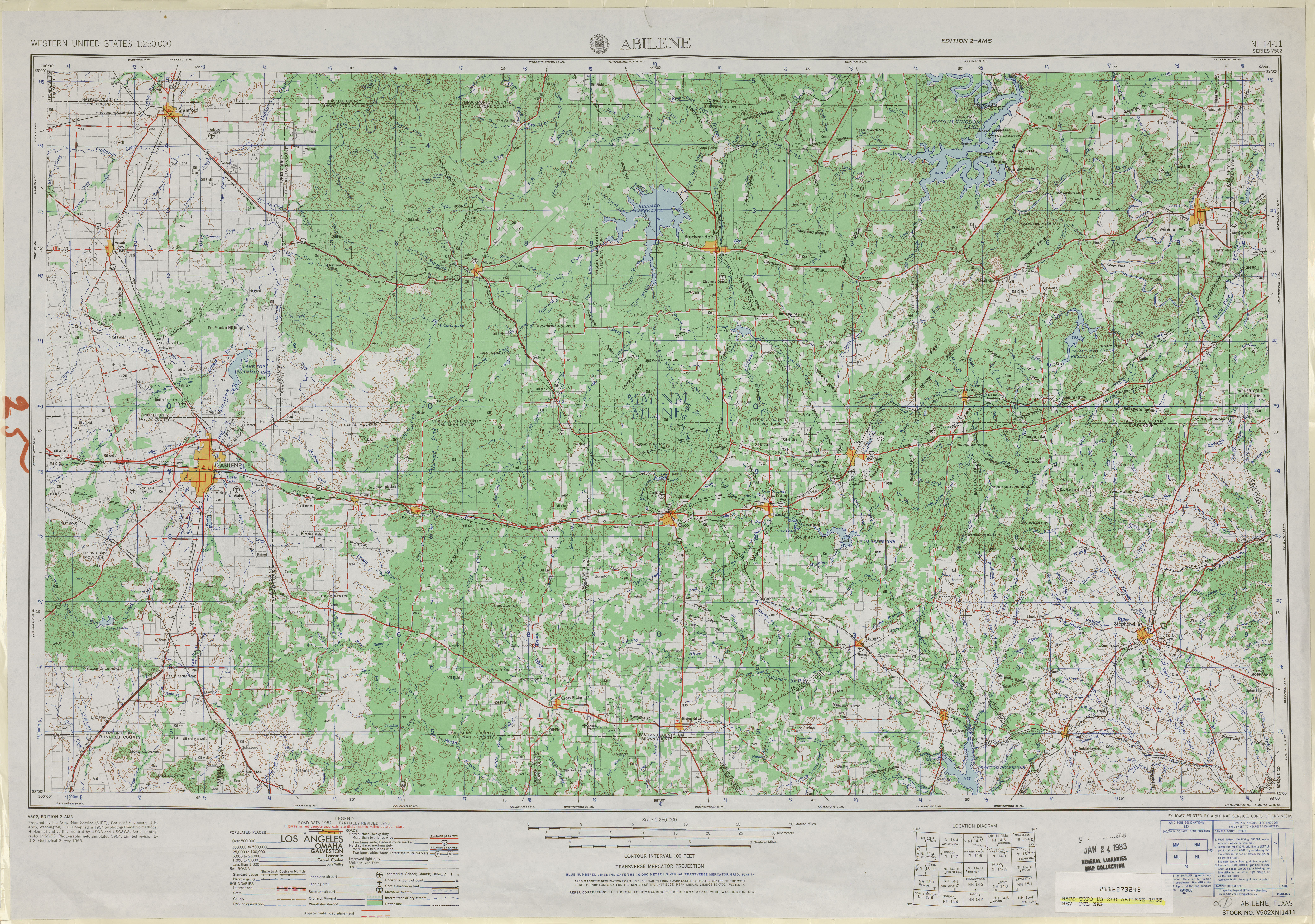 Hoja Abilene del Mapa Topográfico de los Estados Unidos 1965