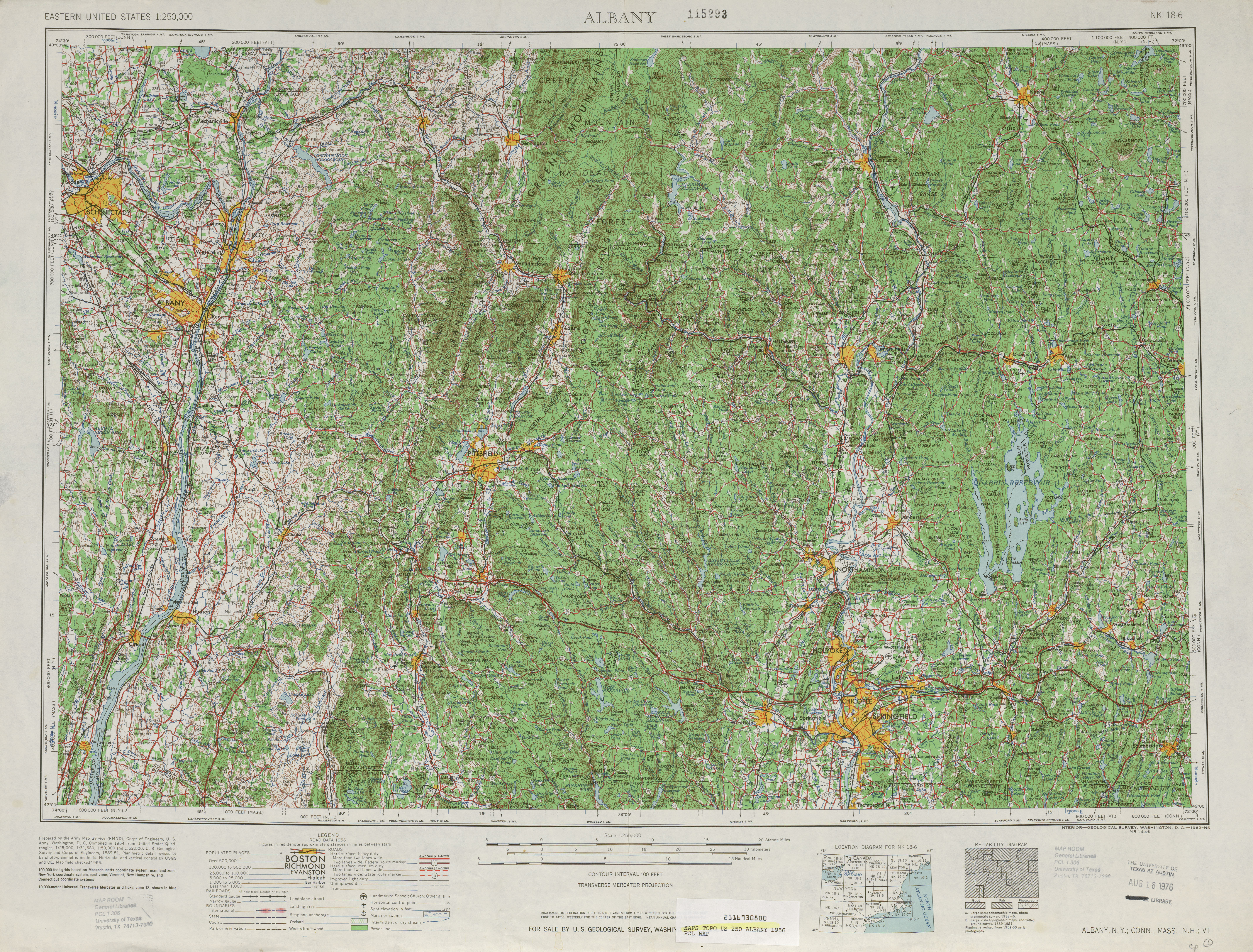 Hoja Albany del Mapa Topográfico de los Estados Unidos 1956