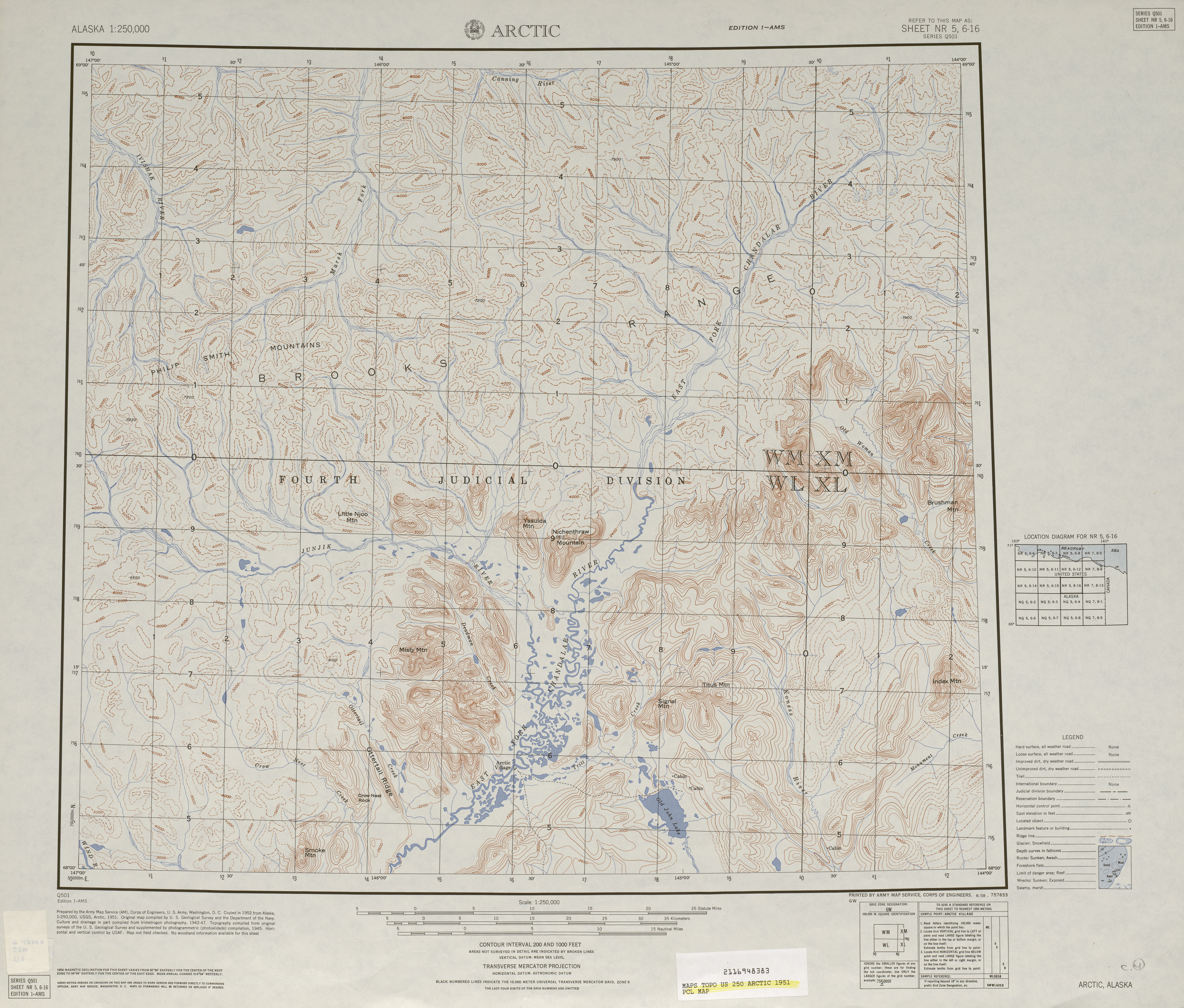 Hoja Arctic del Mapa Topográfico de los Estados Unidos 1951