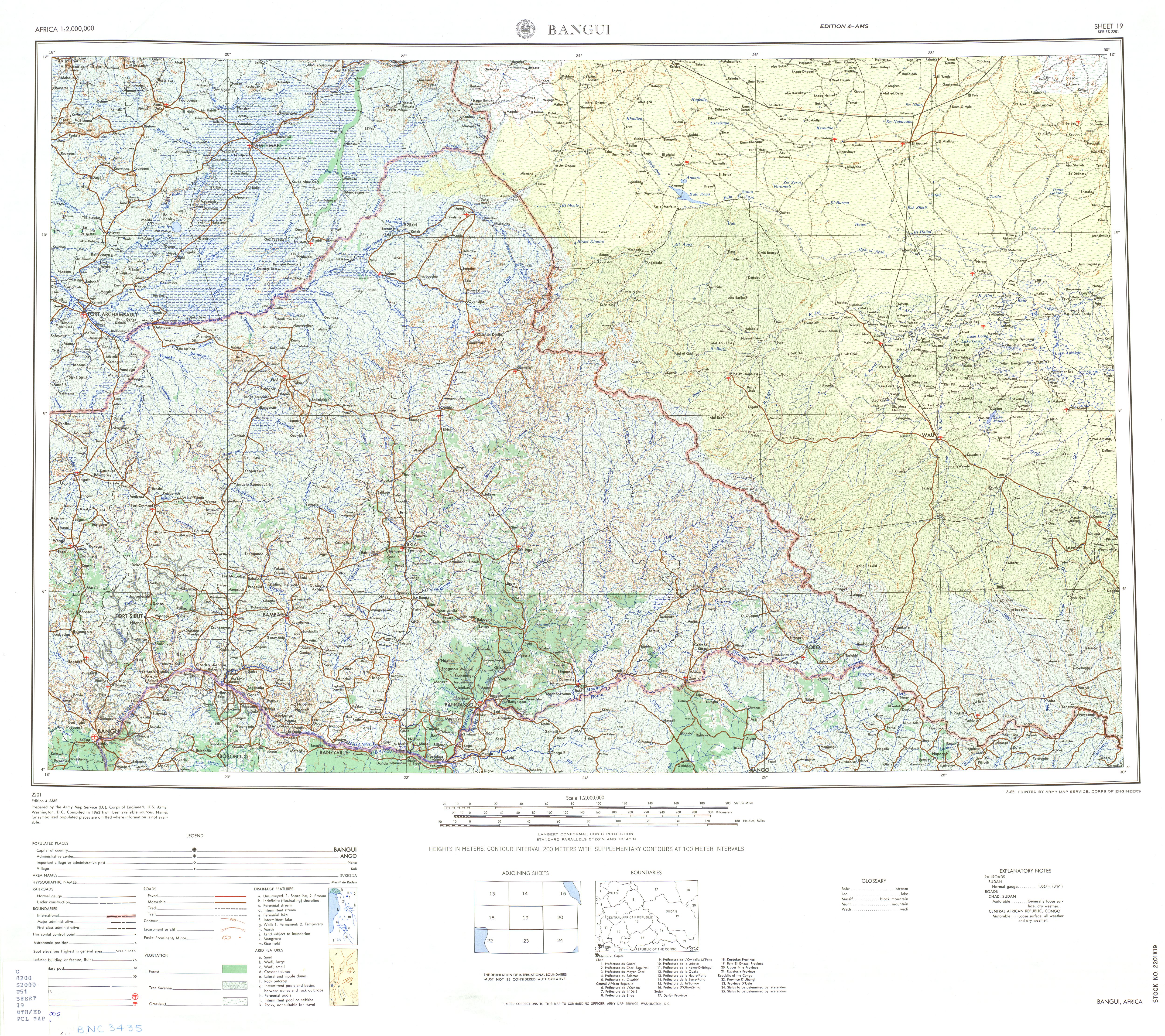 Hoja Bangui del Mapa Topográfico de África 1963