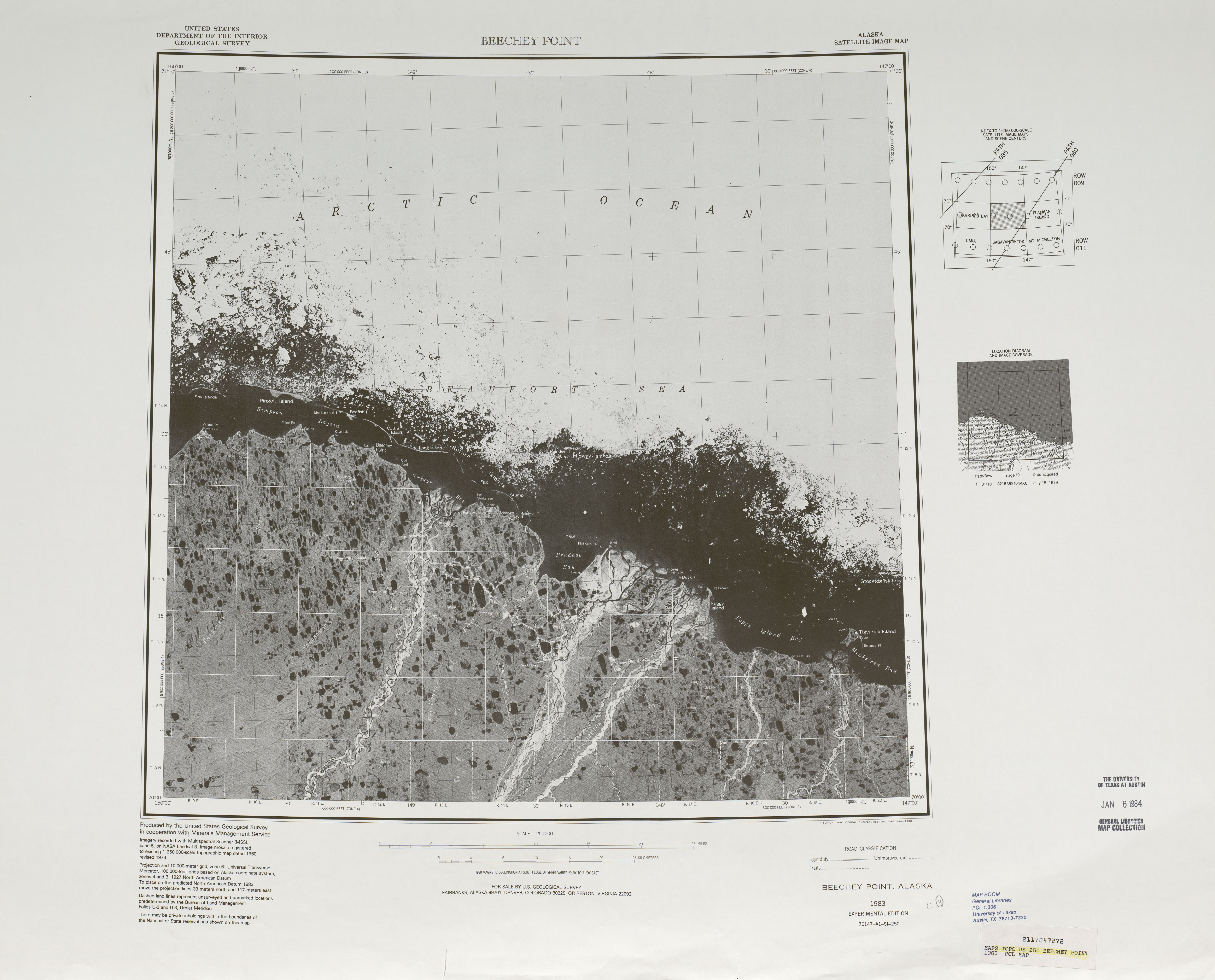 Hoja Beechey Point de la Imagen Satelital de los Estados Unidos 1983