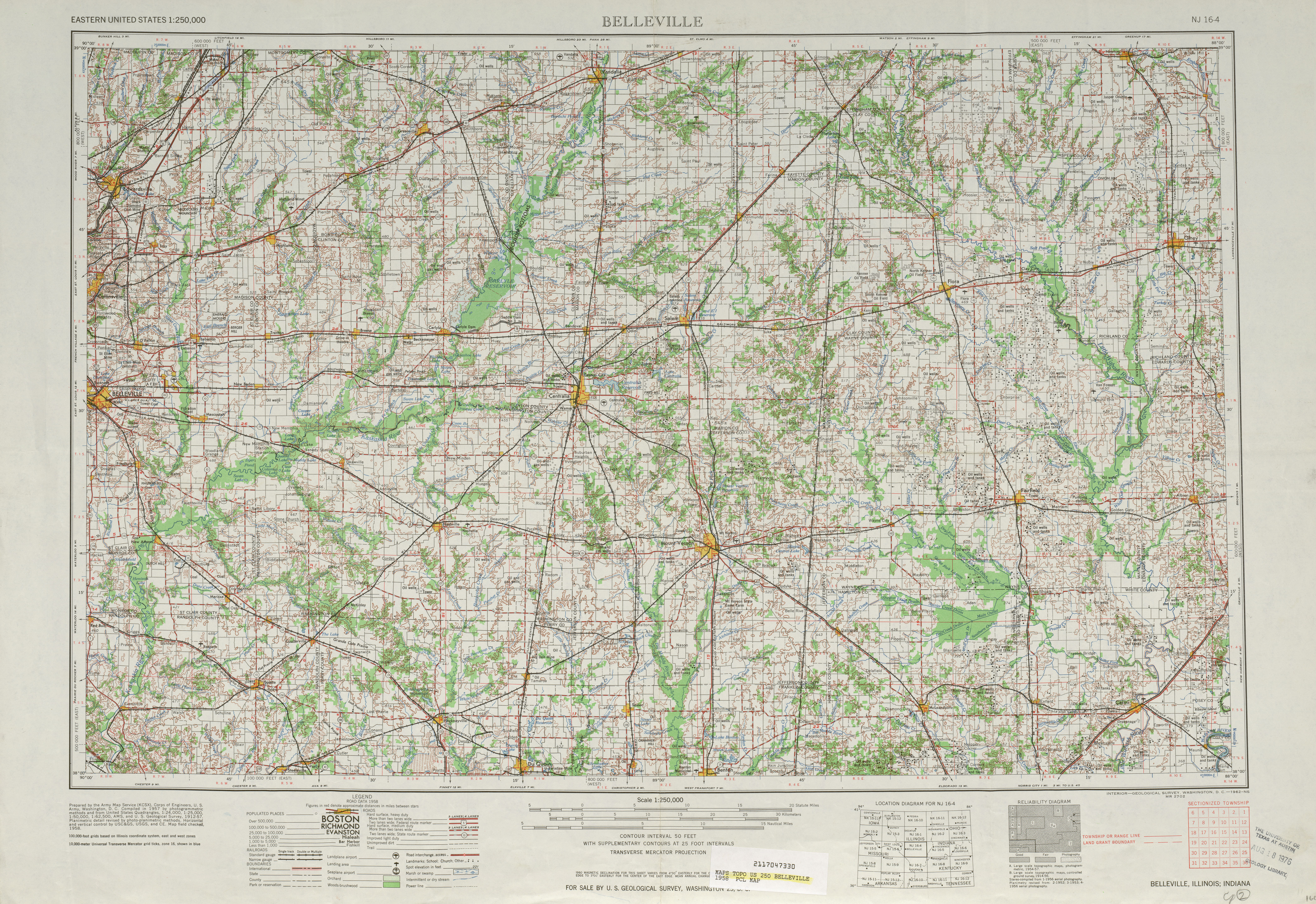 Hoja Belleville del Mapa Topográfico de los Estados Unidos 1958