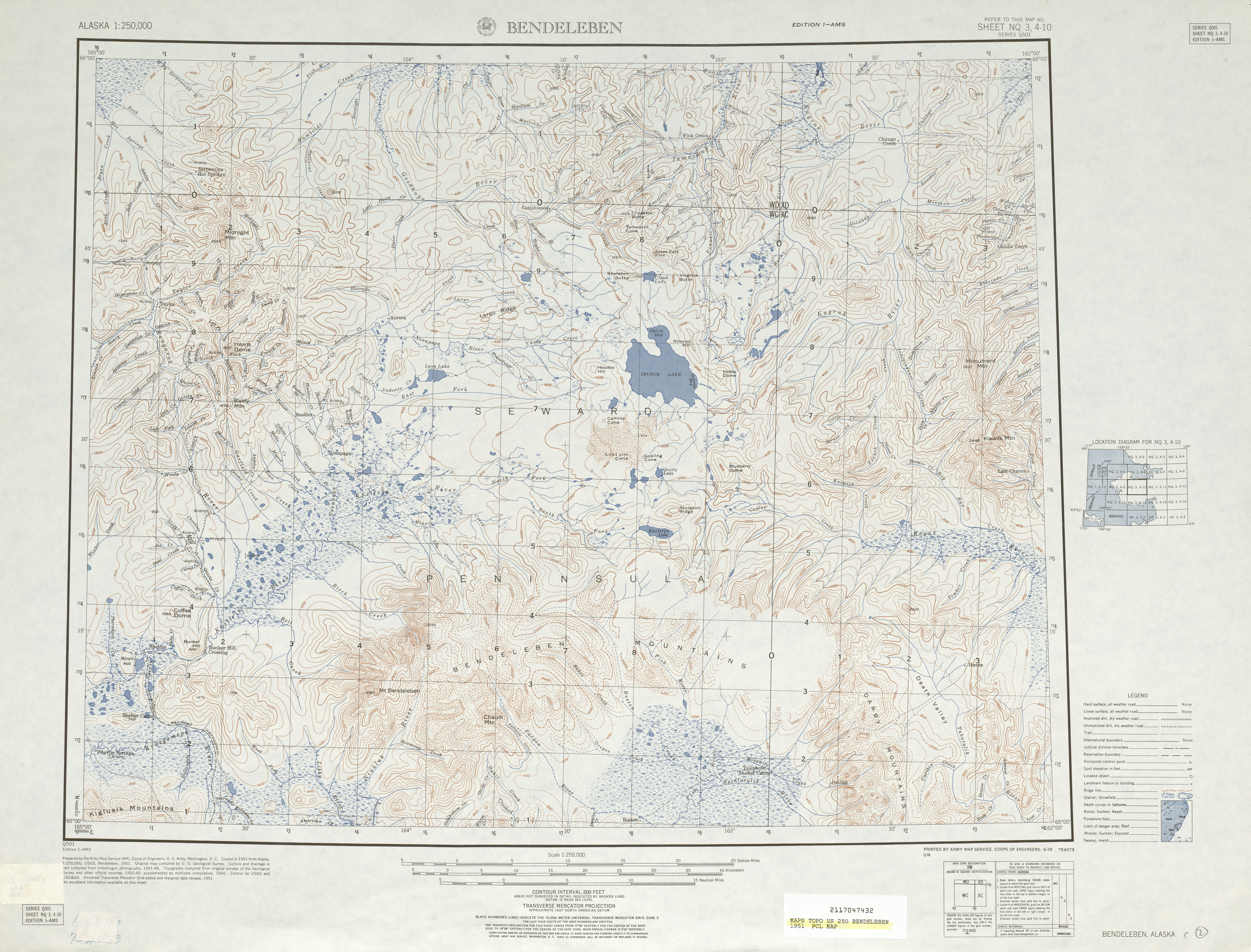 Hoja Bendeleben del Mapa Topográfico de los Estados Unidos 1951