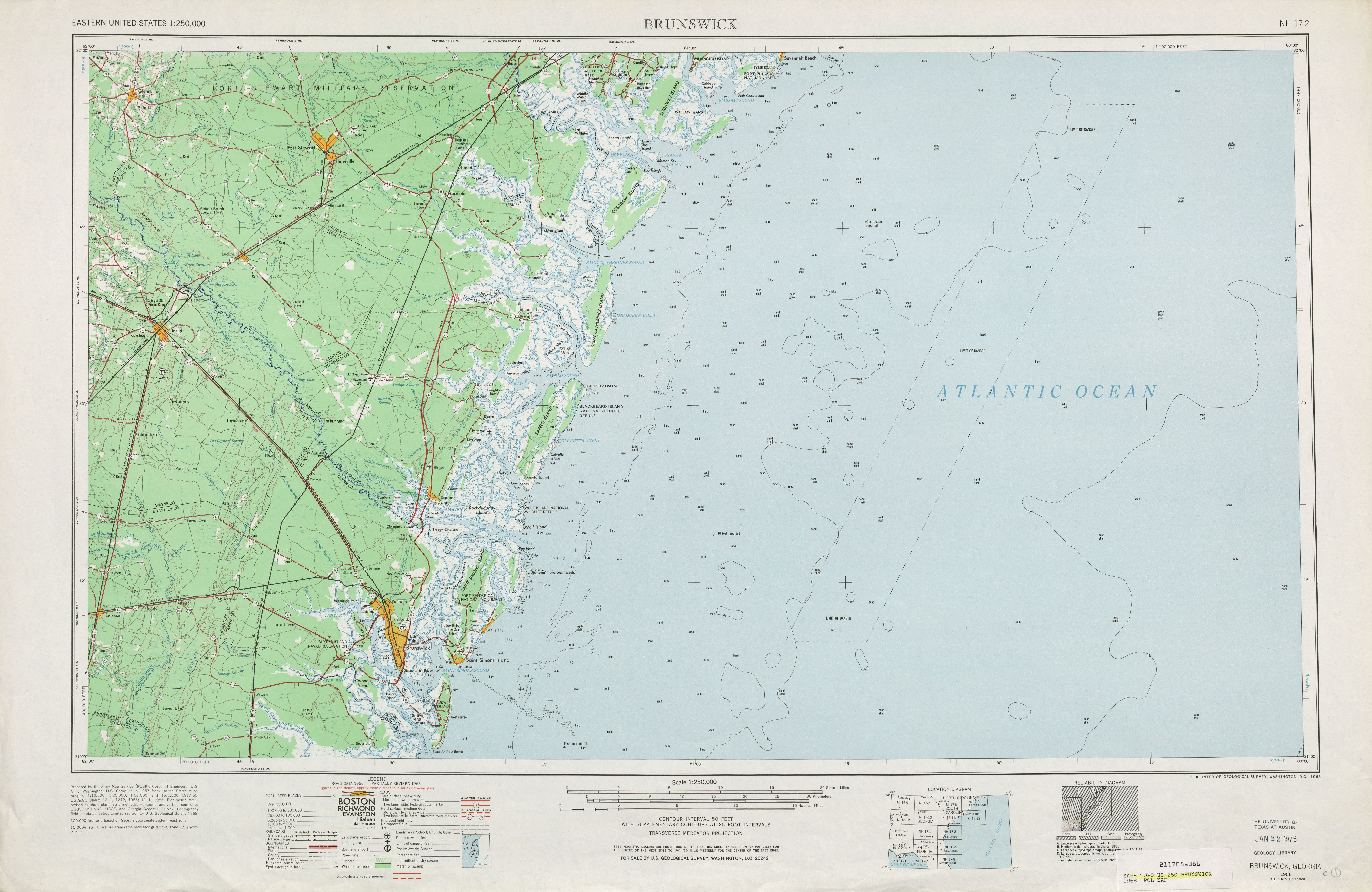 Hoja Brunswick del Mapa Topográfico de los Estados Unidos 1968