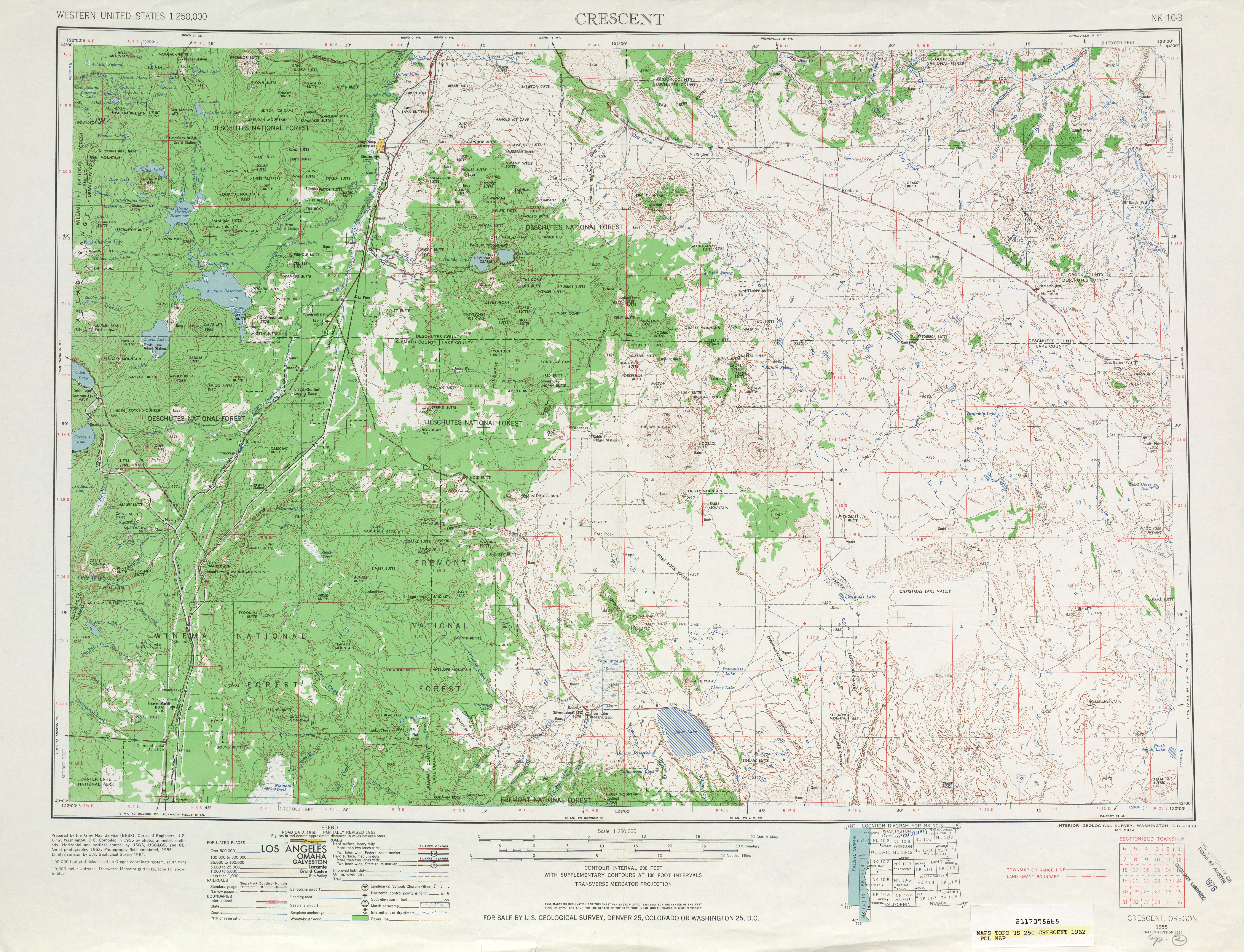 Hoja Crescent del Mapa Topográfico de los Estados Unidos 1962