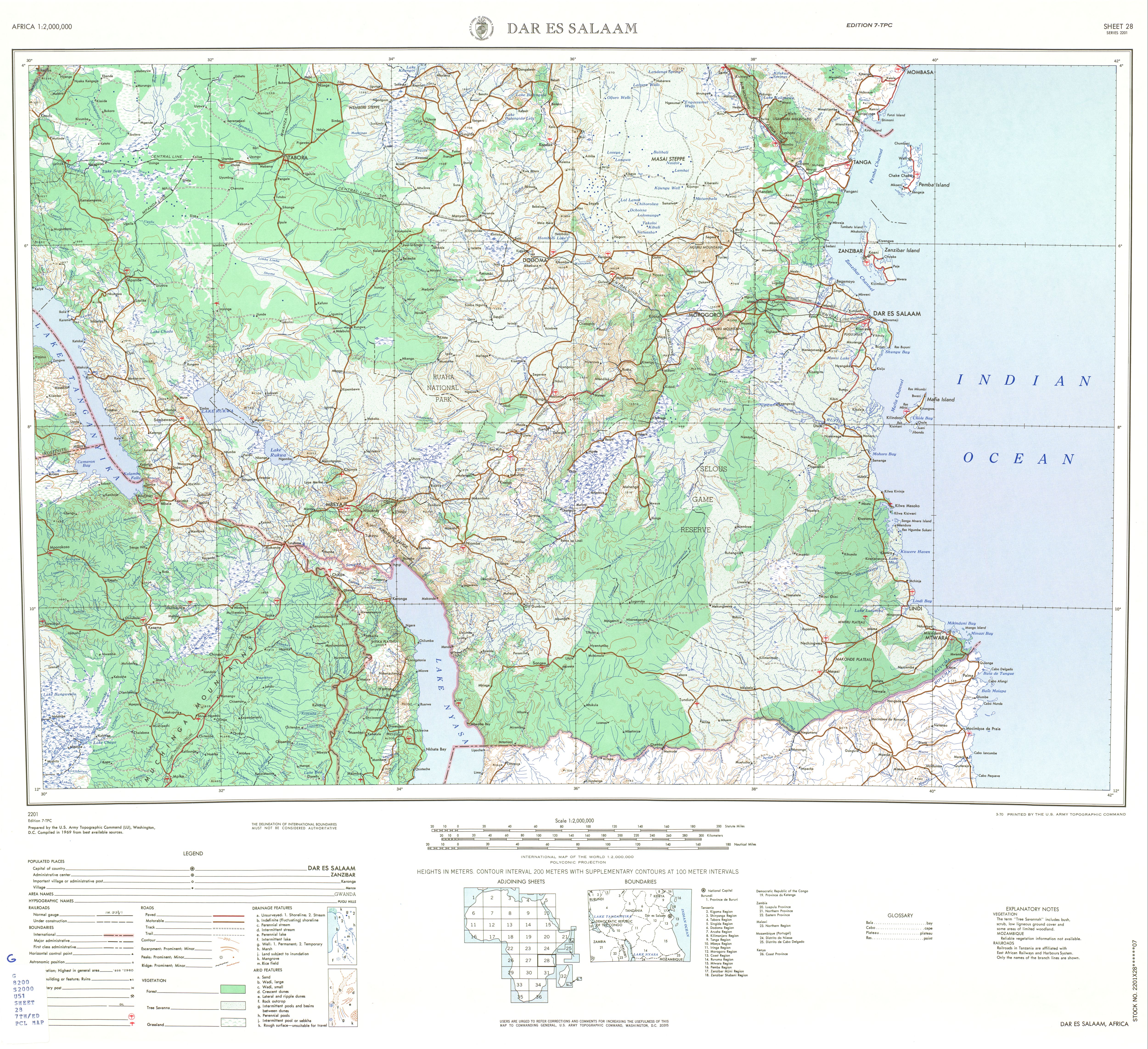 Hoja Dar es Salaam del Mapa Topográfico de África 1969