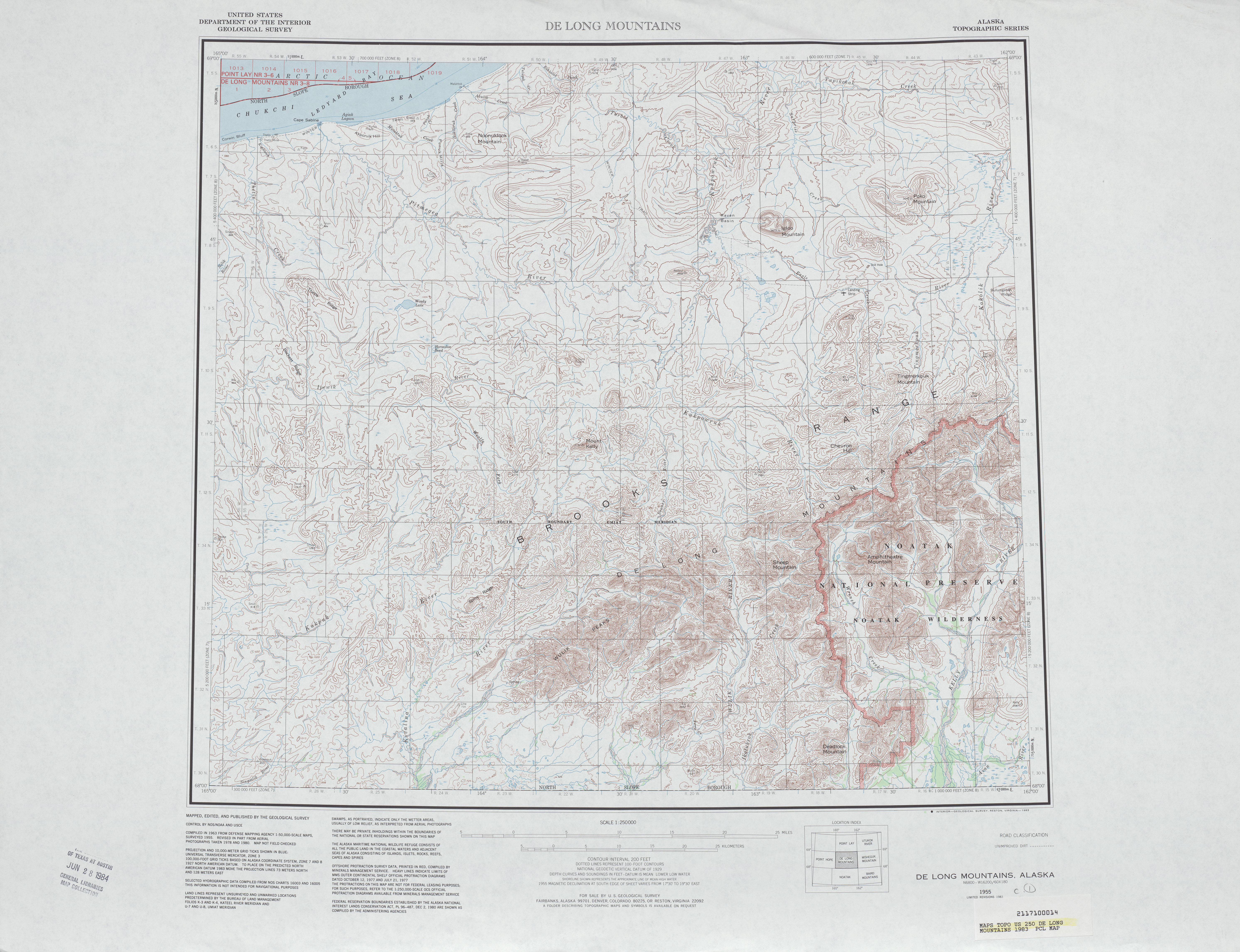 Hoja De Long Mountains del Mapa Topográfico de los Estados Unidos 1983