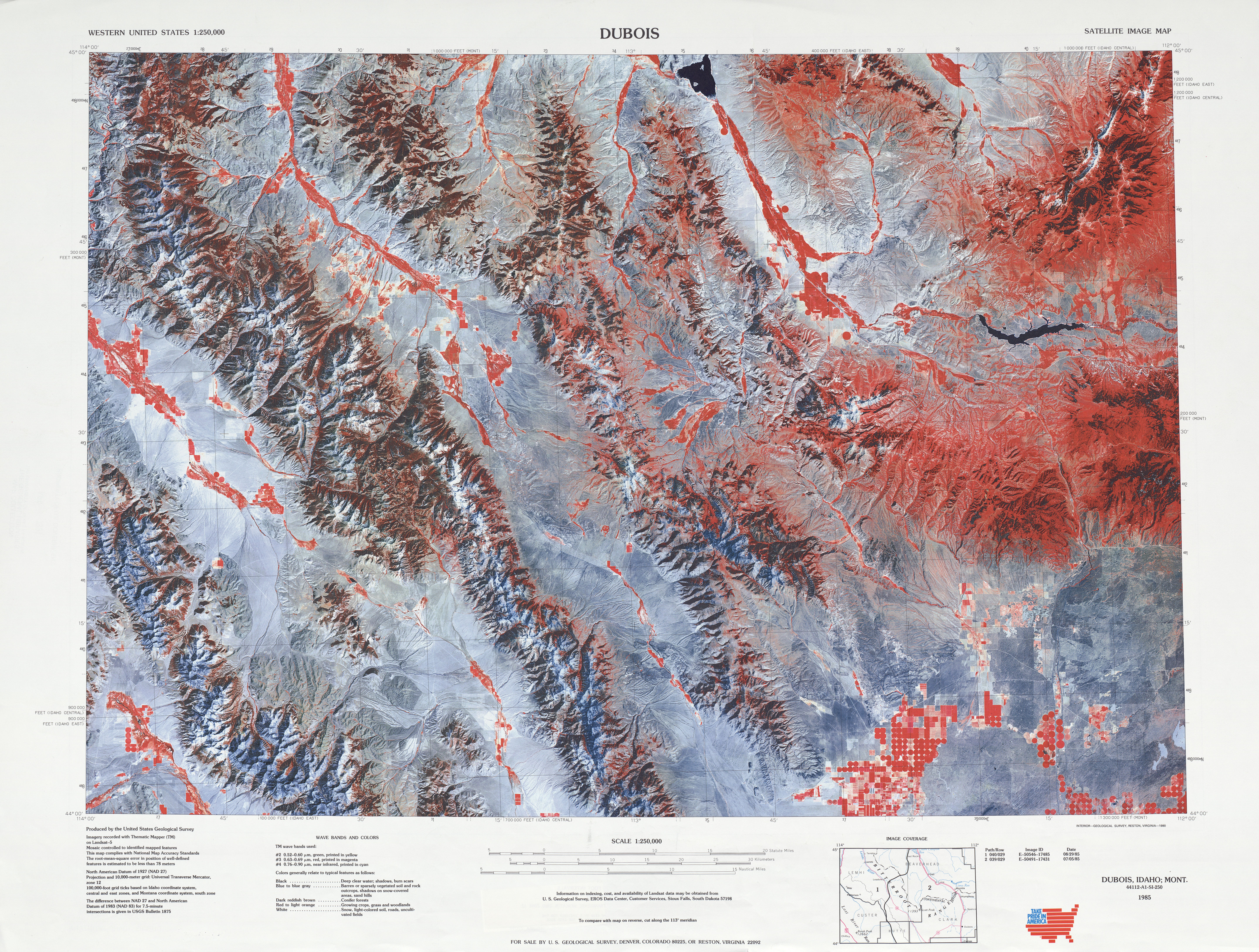Hoja Dubois de la Imagen Satelital de los Estados Unidos 1985