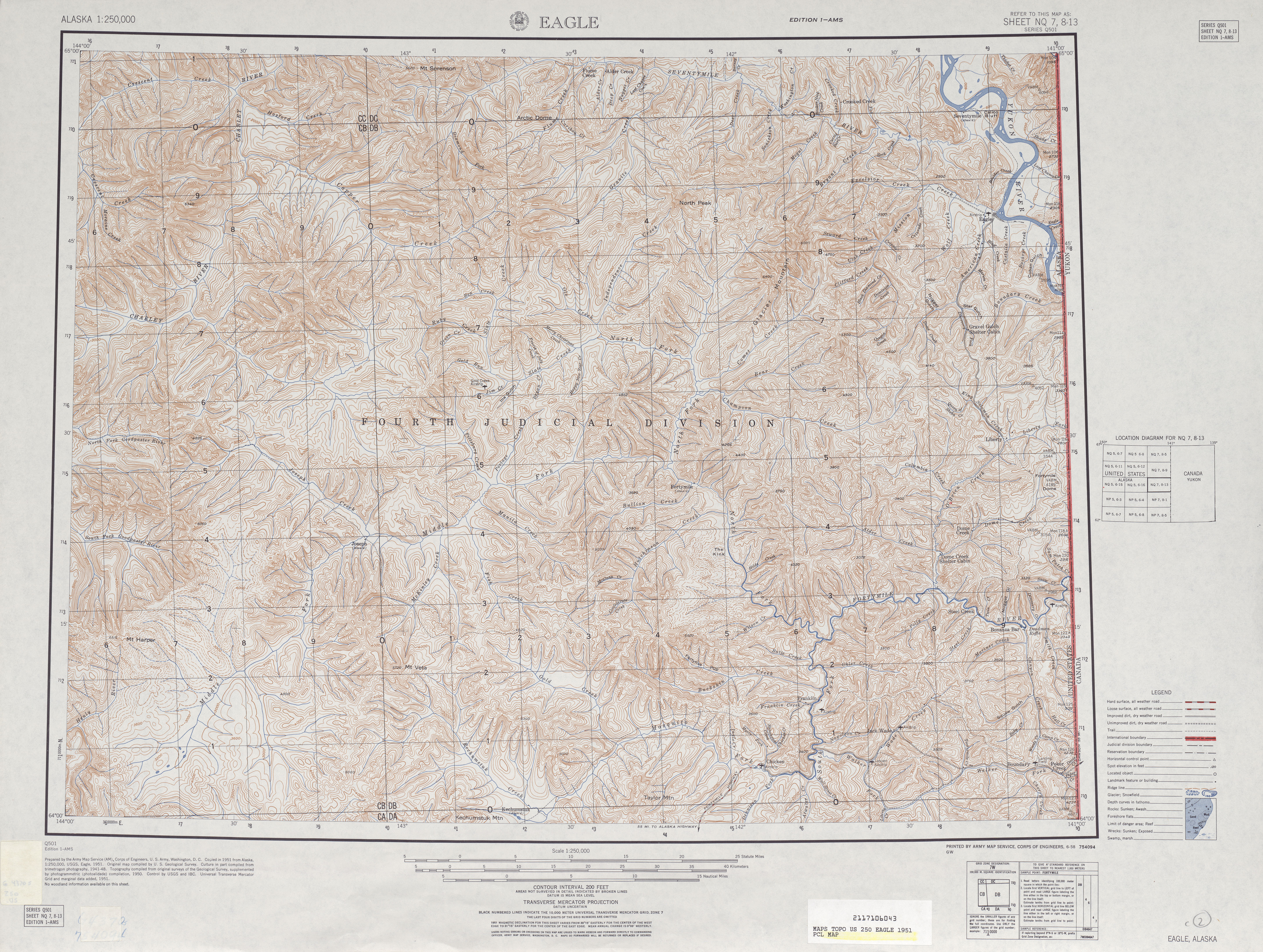 Hoja Eagle del Mapa Topográfico de los Estados Unidos 1951