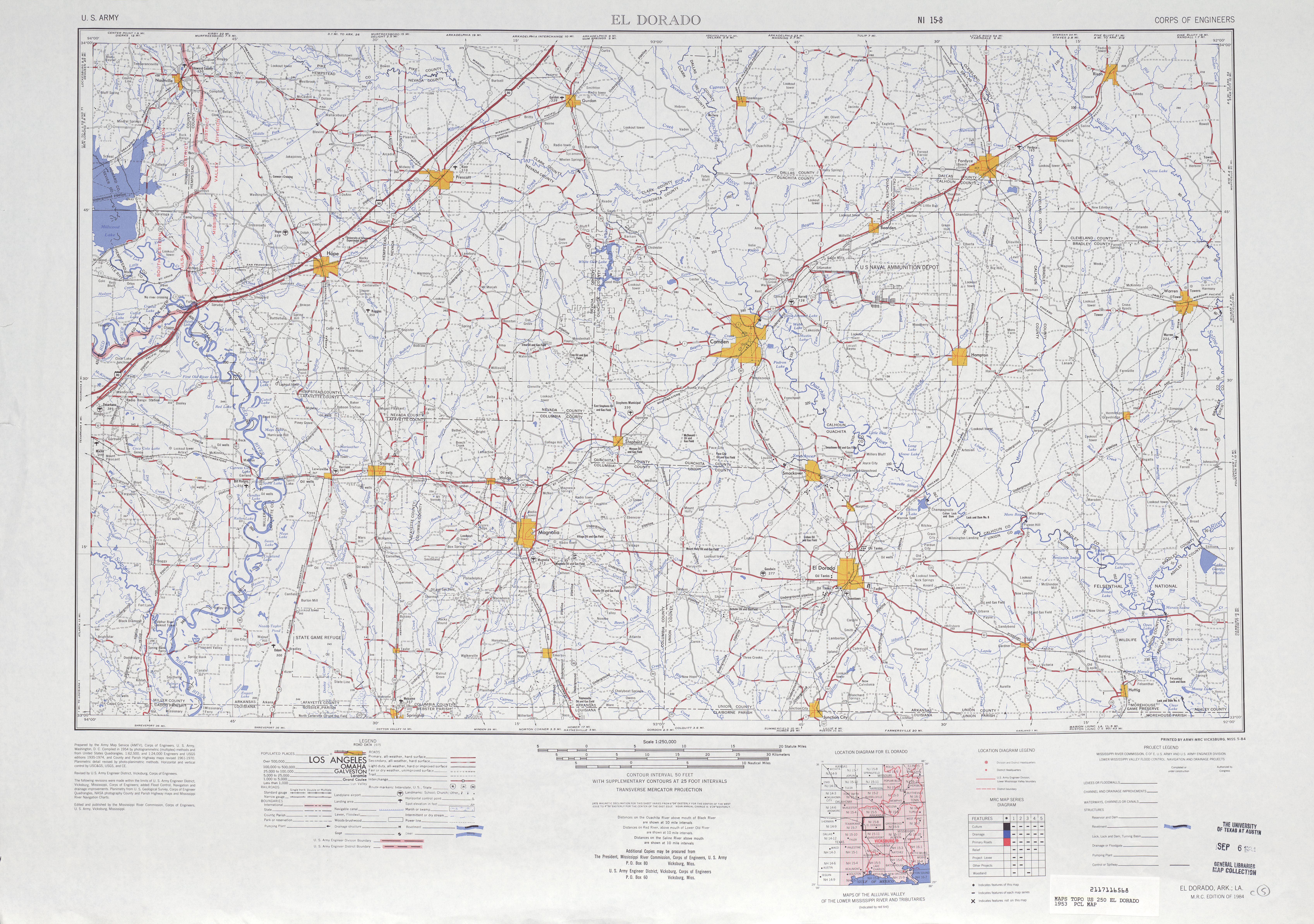 Hoja El Dorado del Mapa Topográfico de los Estados Unidos 1953