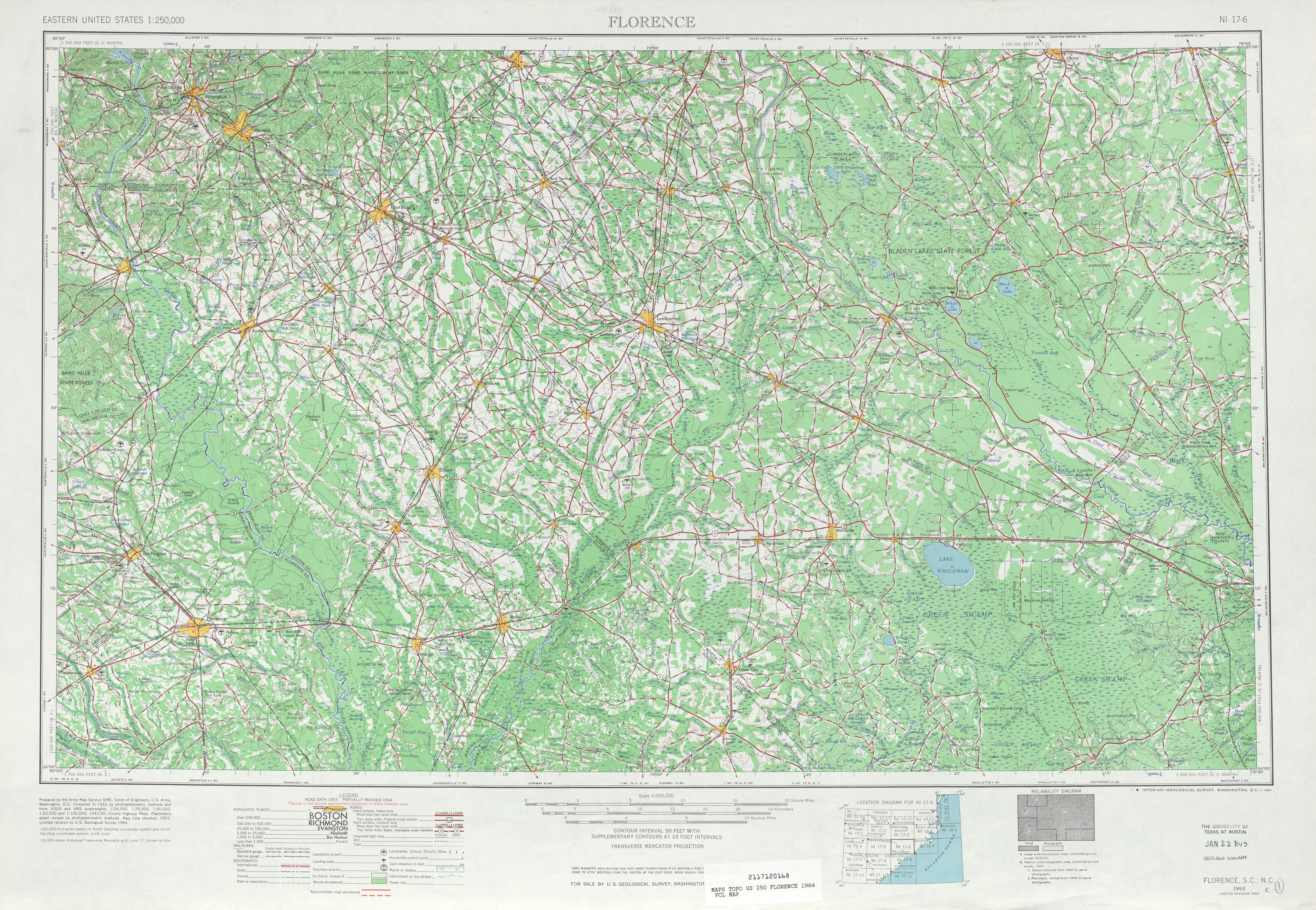 Hoja Florence del Mapa Topográfico de los Estados Unidos 1964