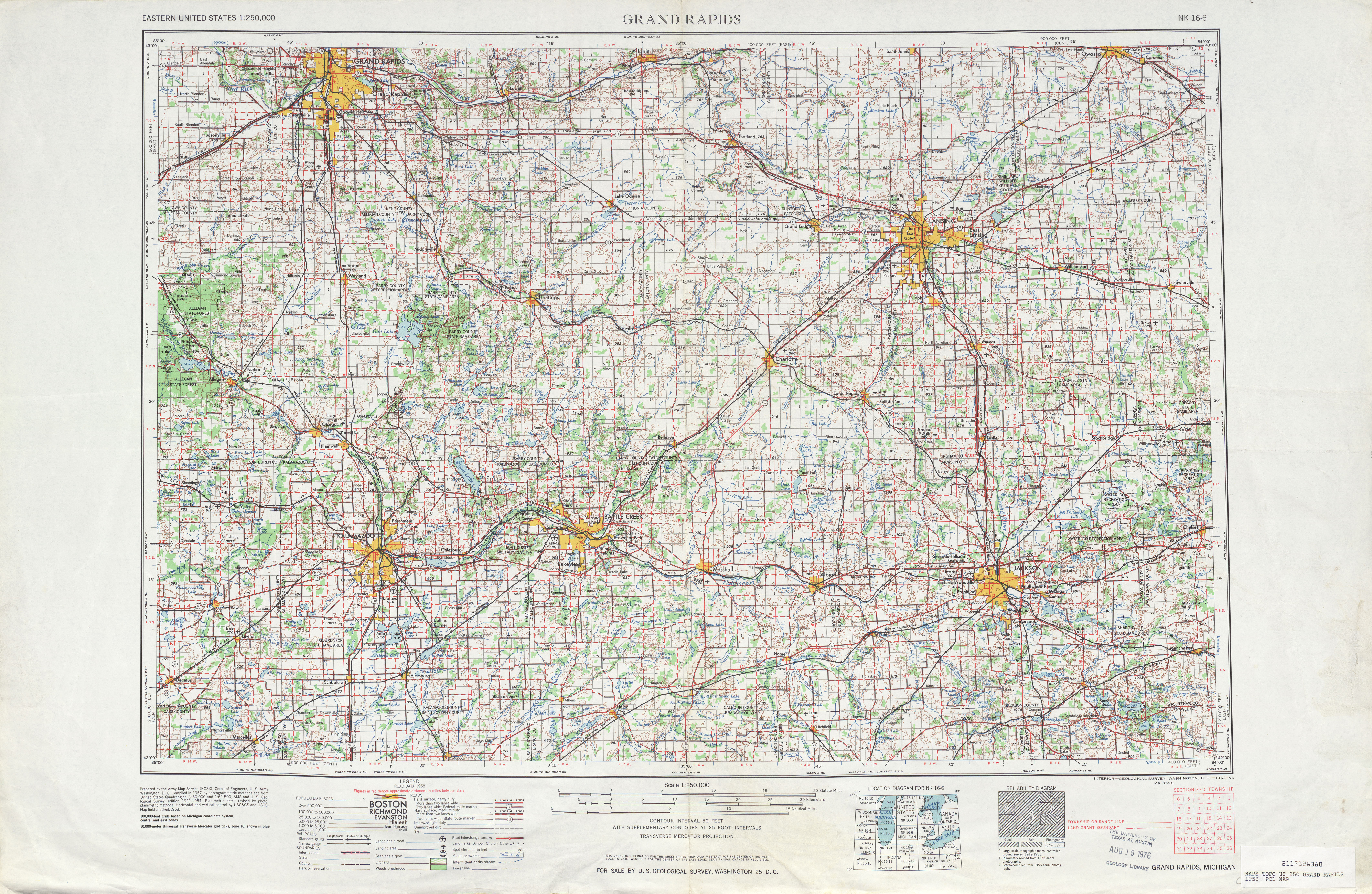 Hoja Grand Rapids del Mapa Topográfico de los Estados Unidos 1958