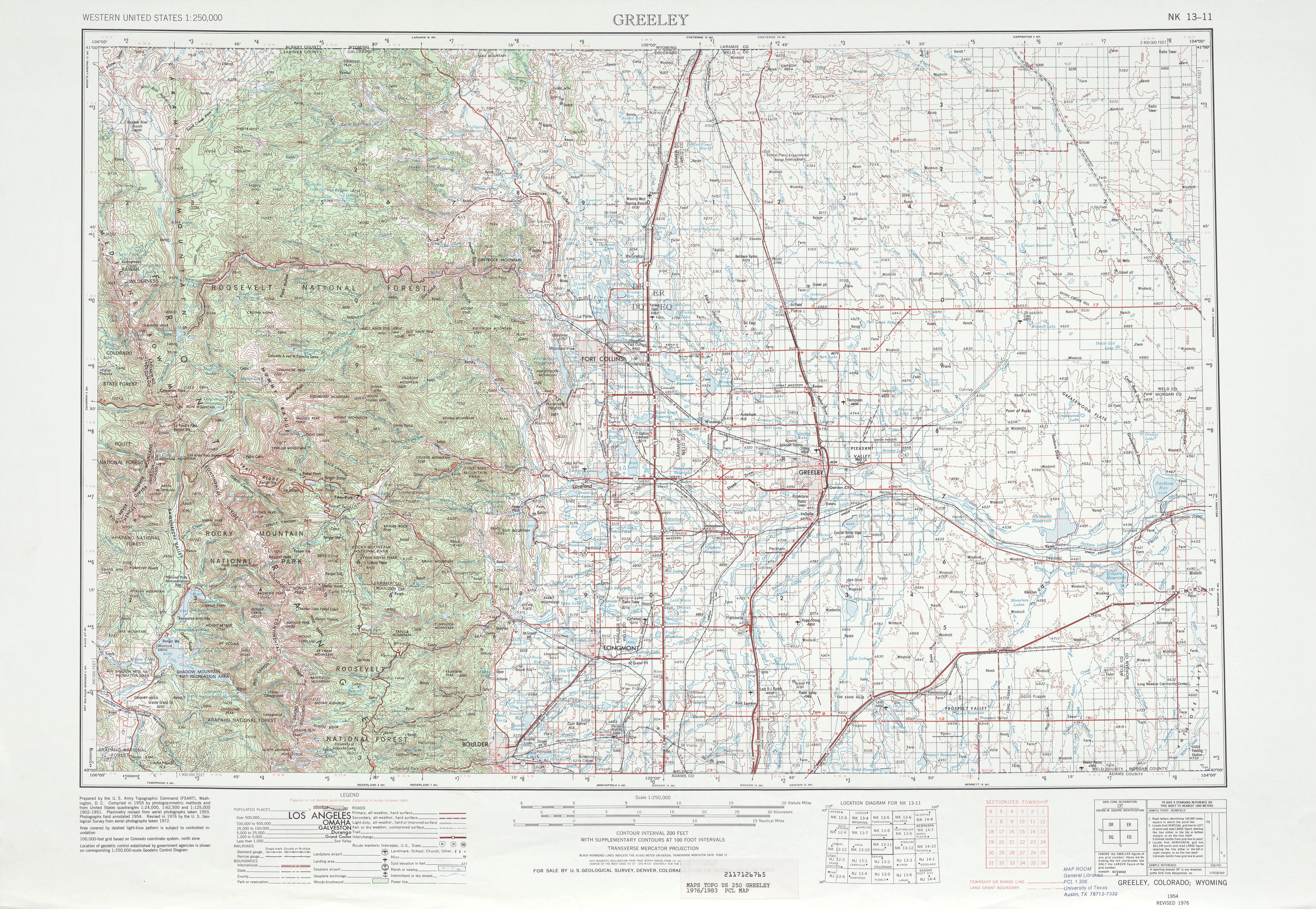 Hoja Greeley del Mapa Topográfico de los Estados Unidos 1976