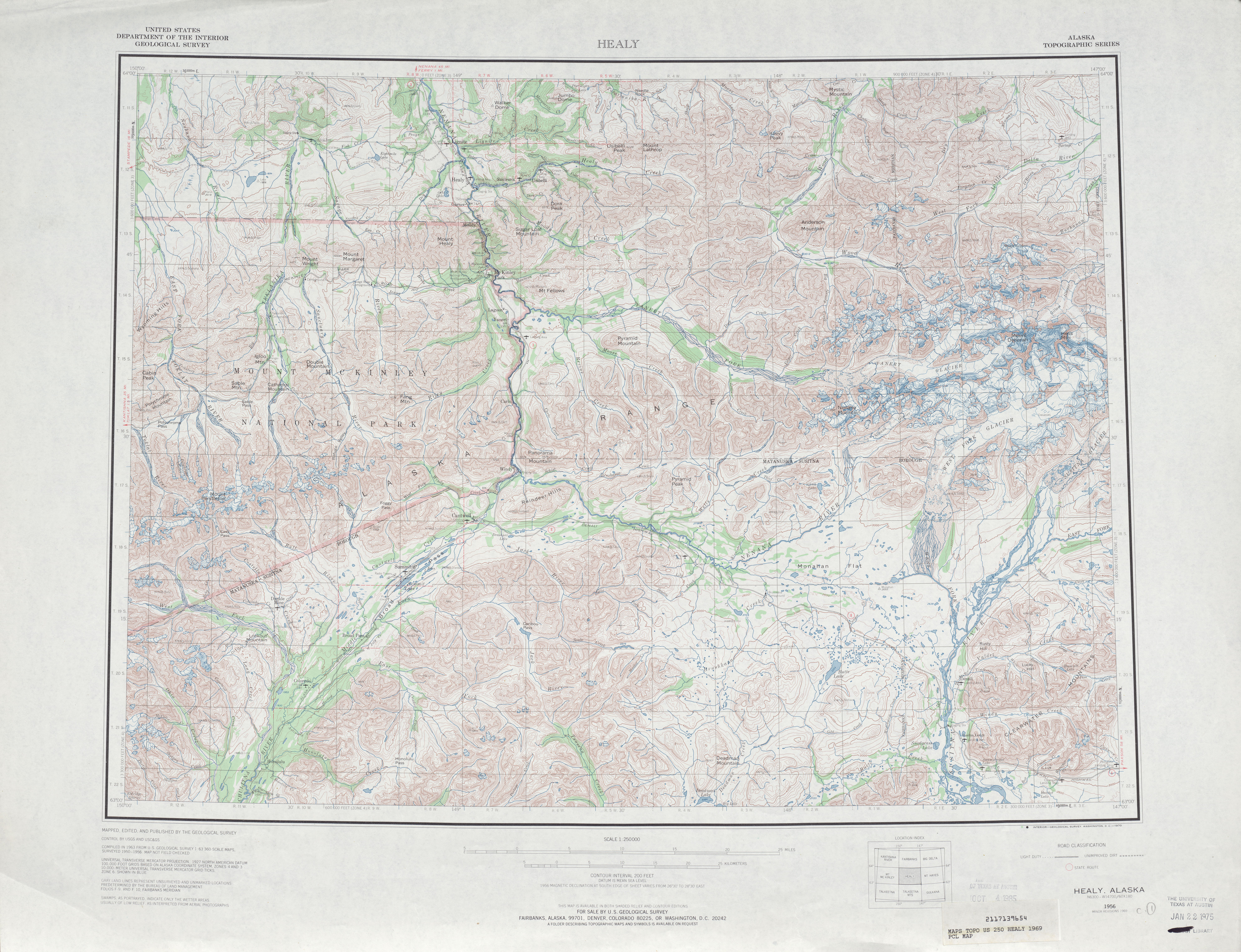 Hoja Healy del Mapa Topográfico de los Estados Unidos 1969