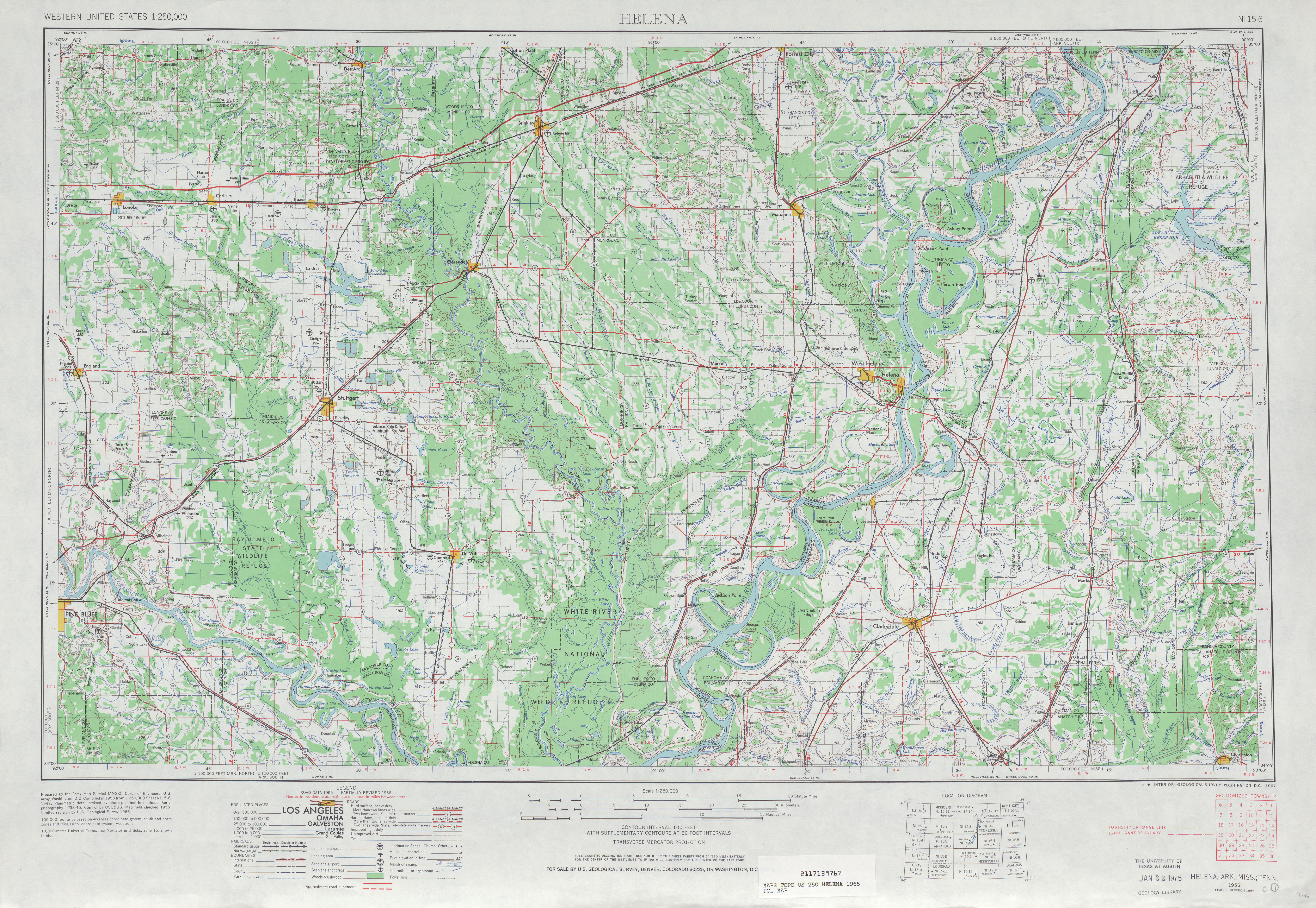 Hoja Helena del Mapa Topográfico de los Estados Unidos 1965