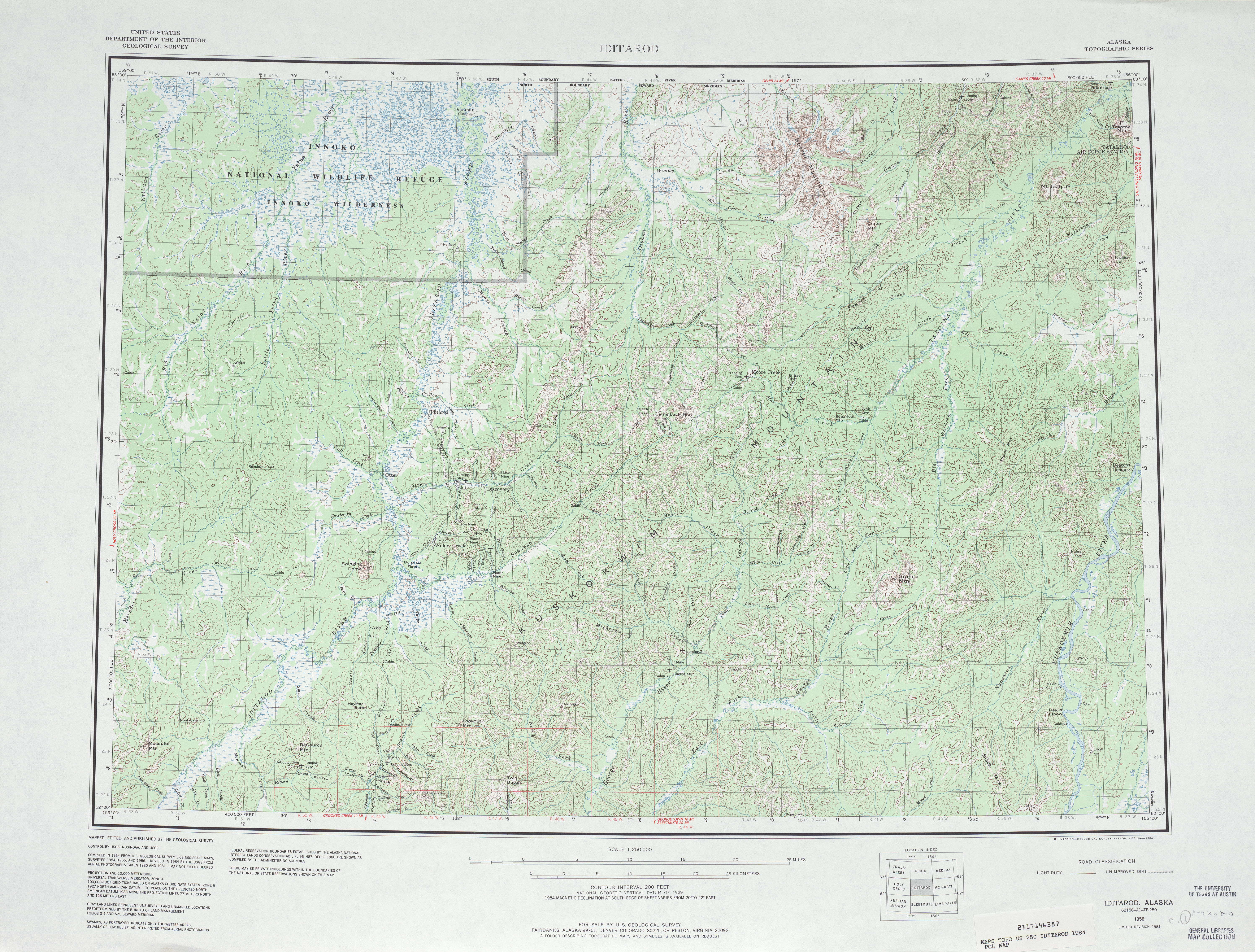 Hoja Iditarod del Mapa Topográfico de los Estados Unidos 1984