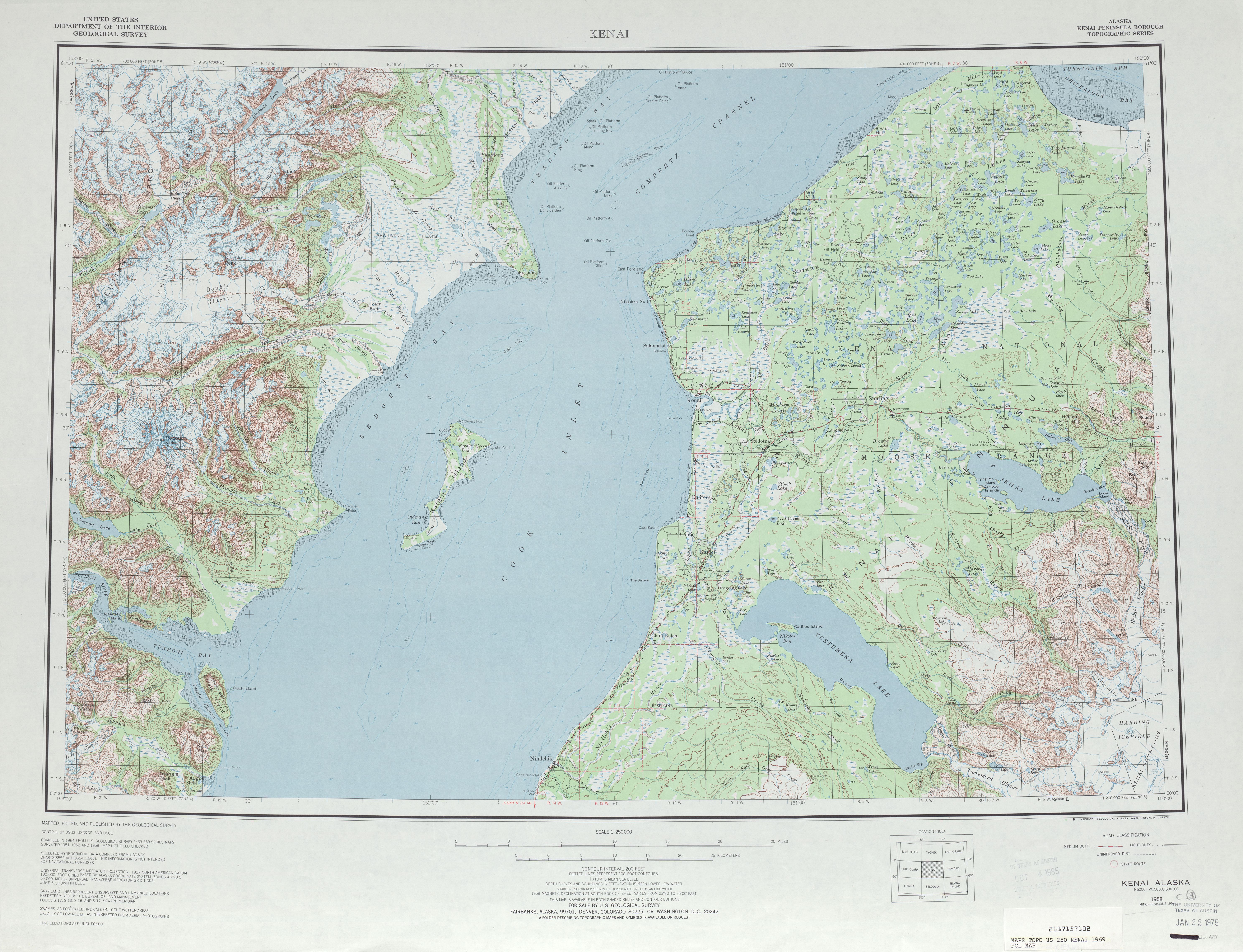 Hoja Kenai del Mapa Topográfico de los Estados Unidos 1969