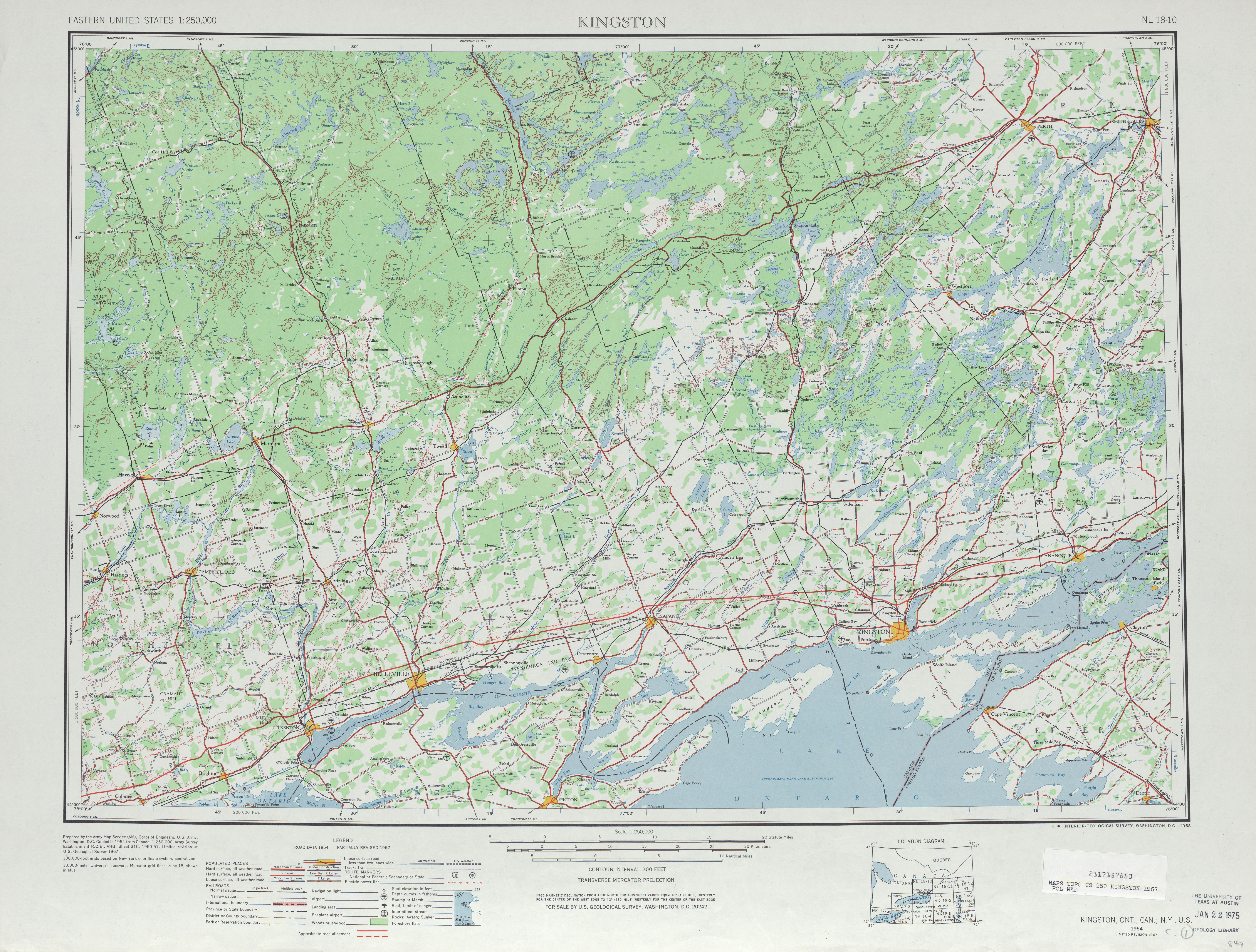 Hoja Kingston del Mapa Topográfico de los Estados Unidos 1967