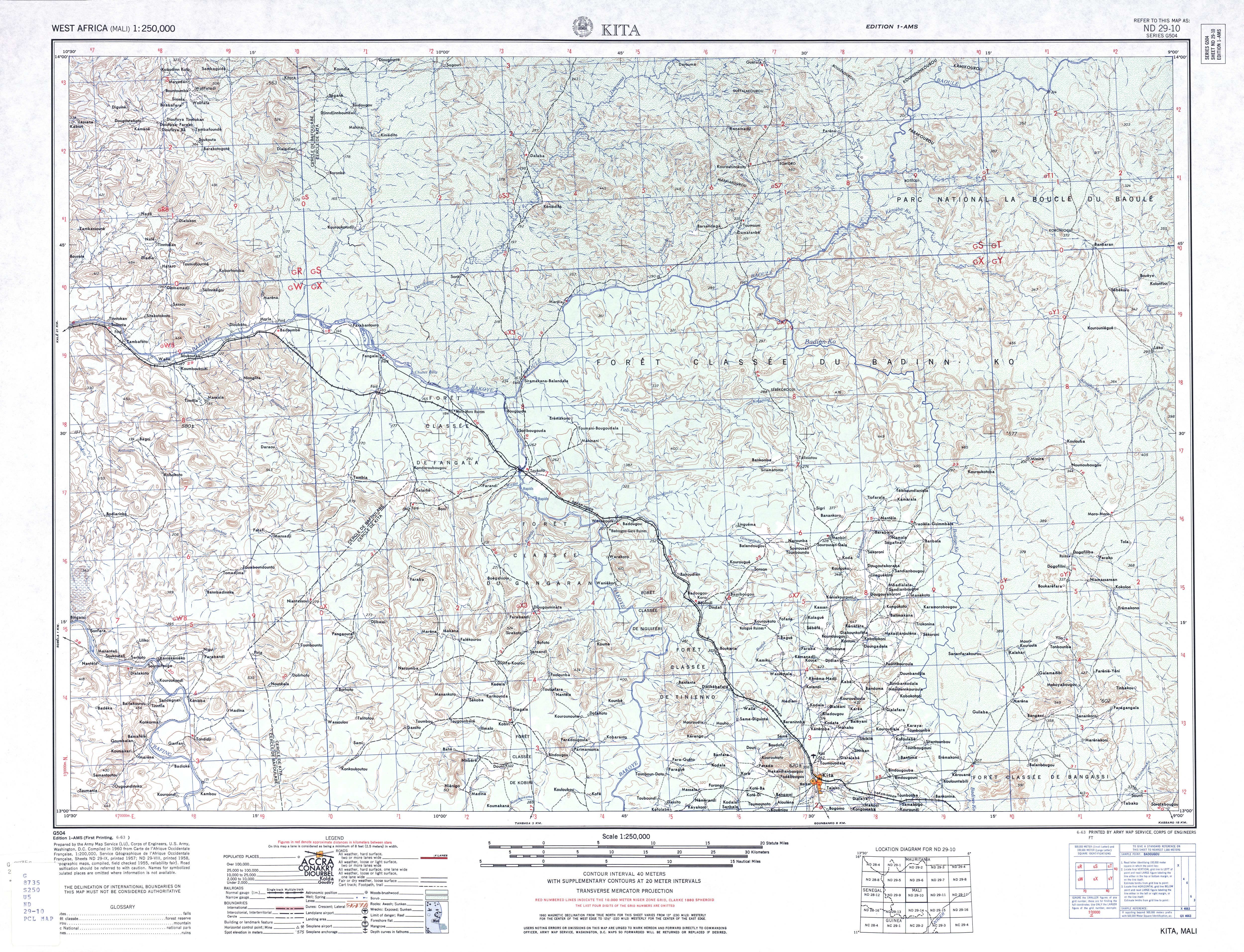 Hoja Kita del Mapa Topográfico de África Occidental 1955