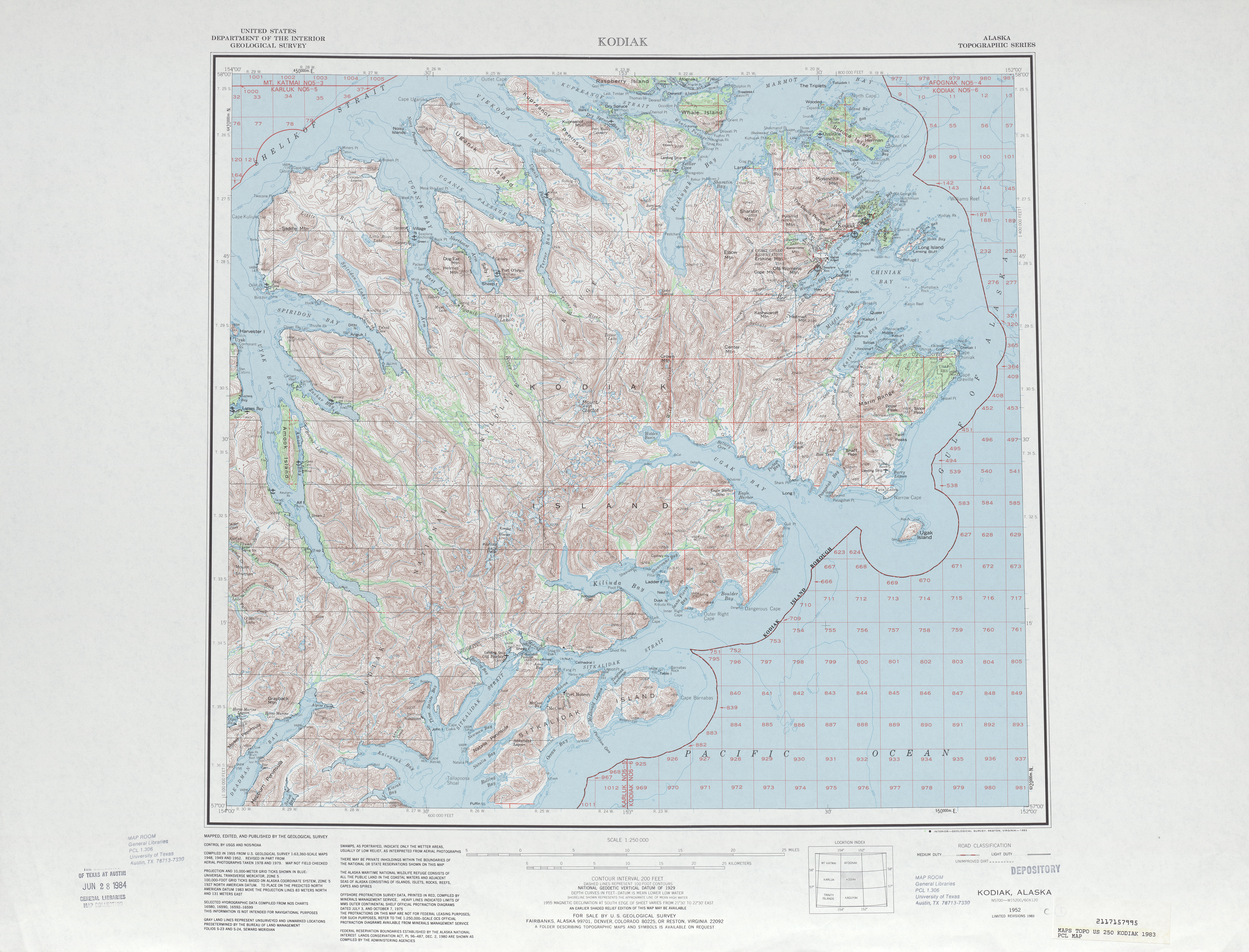 Hoja Kodiak del Mapa Topográfico de los Estados Unidos 1983