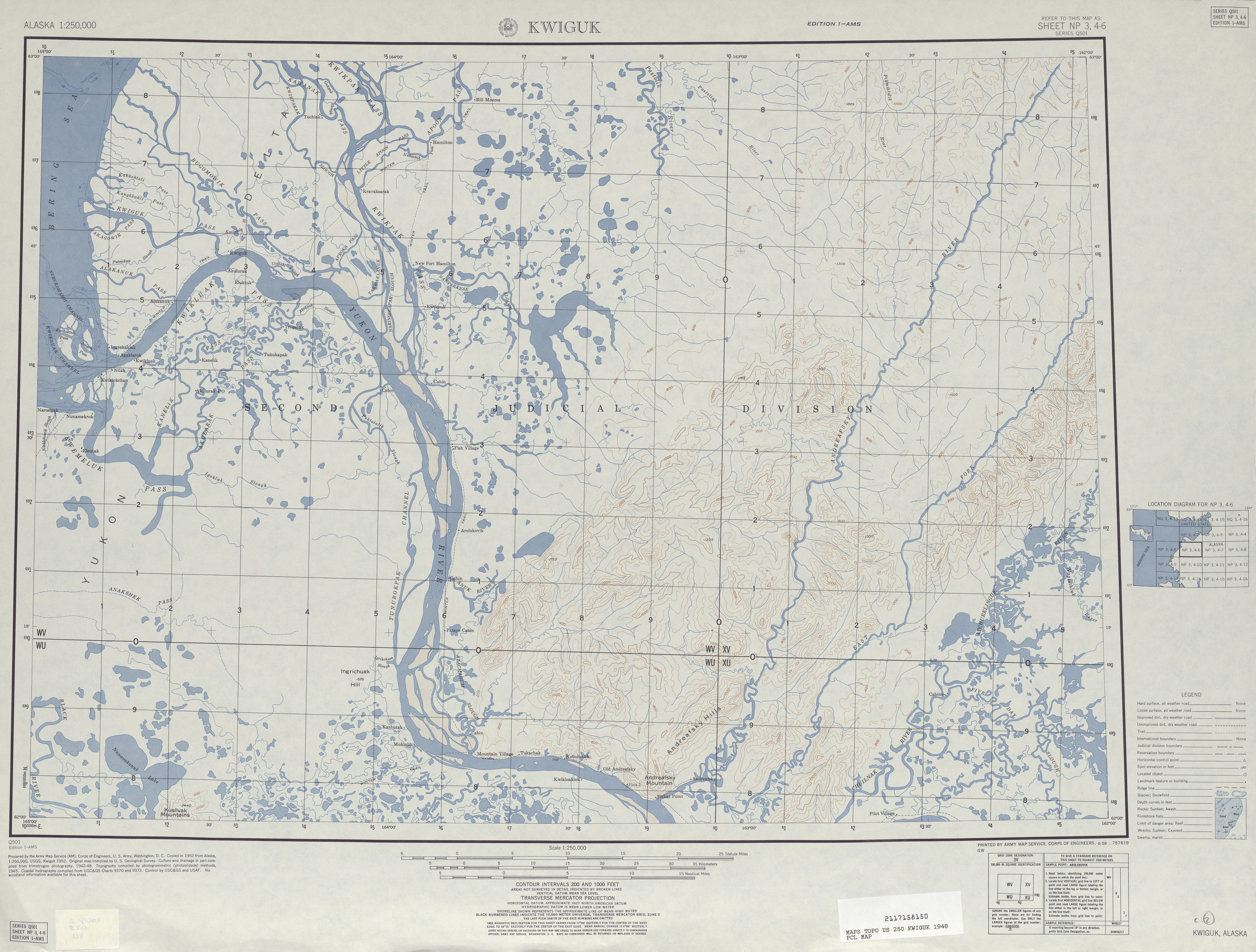 Hoja Kwiguk del Mapa Topográfico de los Estados Unidos 1948