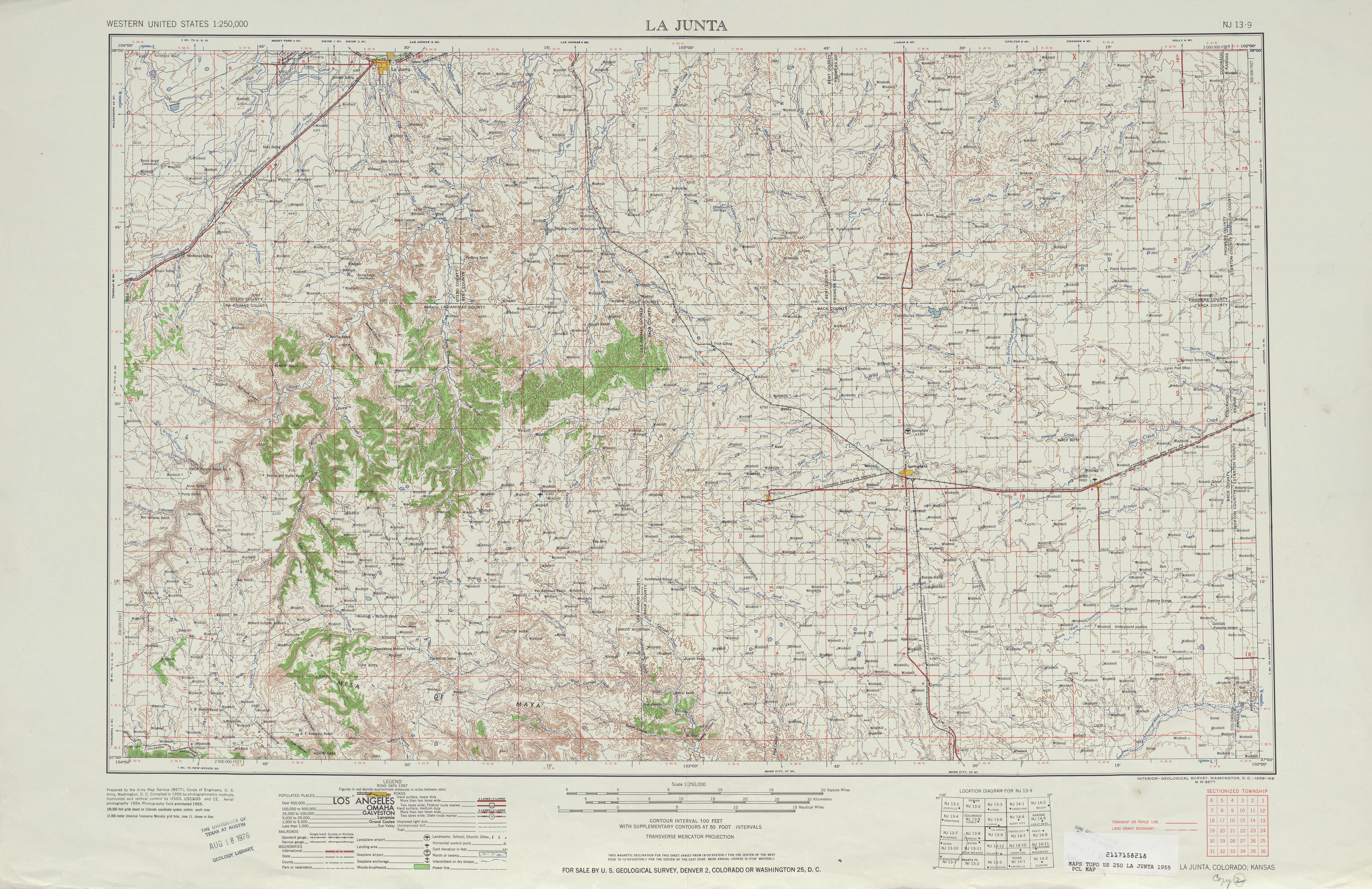 Hoja La Junta del Mapa Topográfico de los Estados Unidos 1955