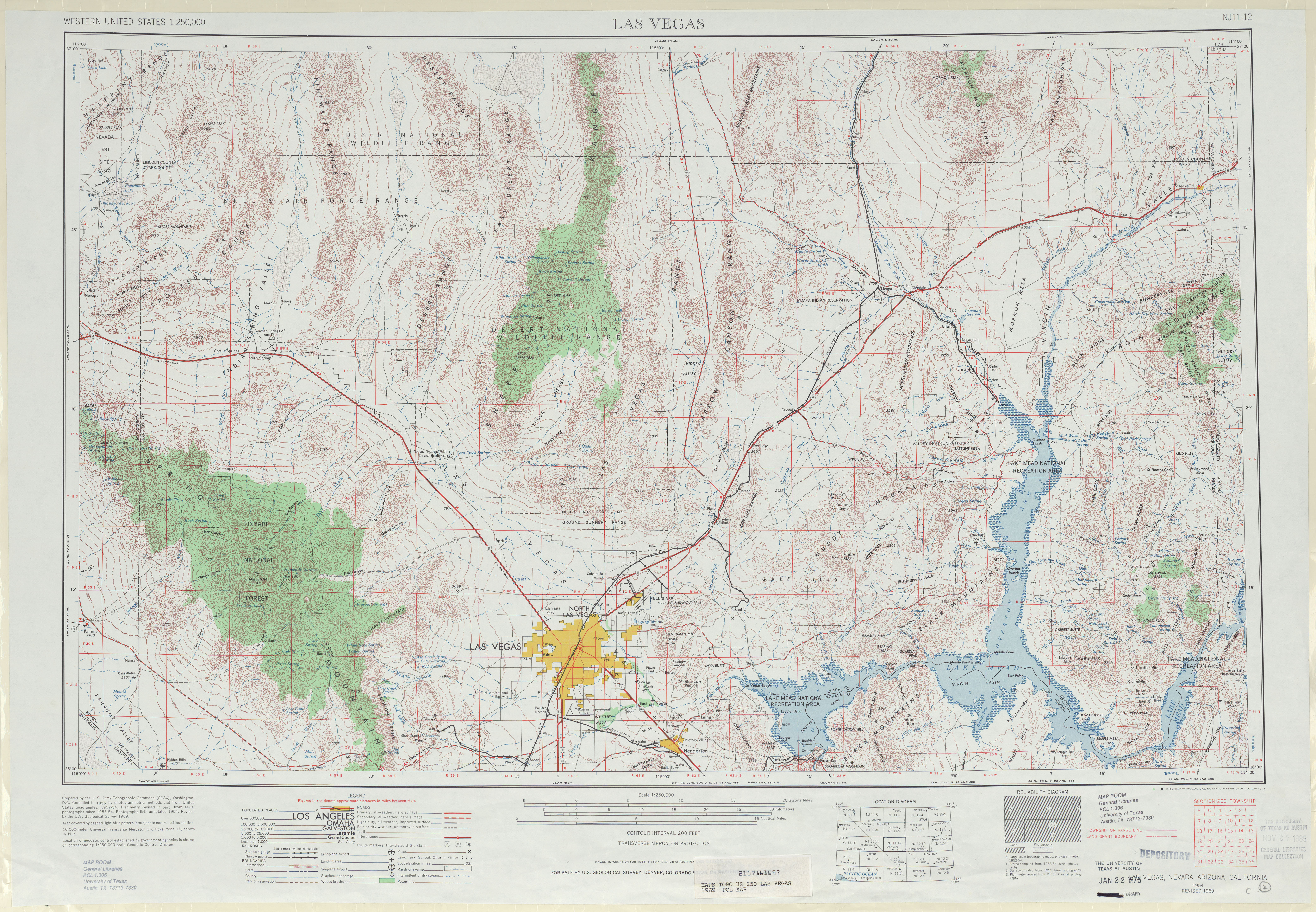 Hoja Las Vegas del Mapa Topográfico de los Estados Unidos 1969