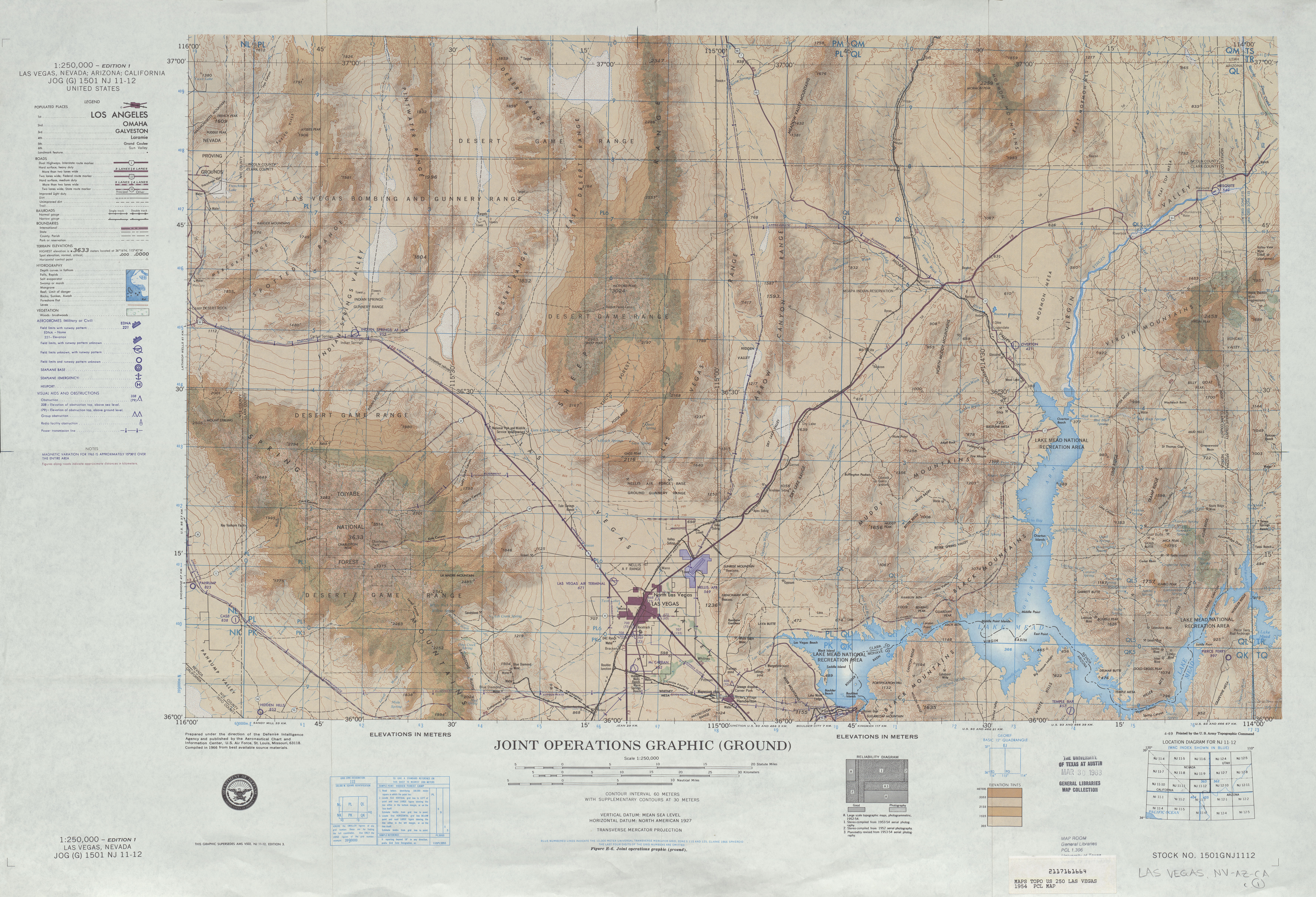 Hoja Las Vegas del Mapa de Operaciones Conjuntas, Estados Unidos 1954