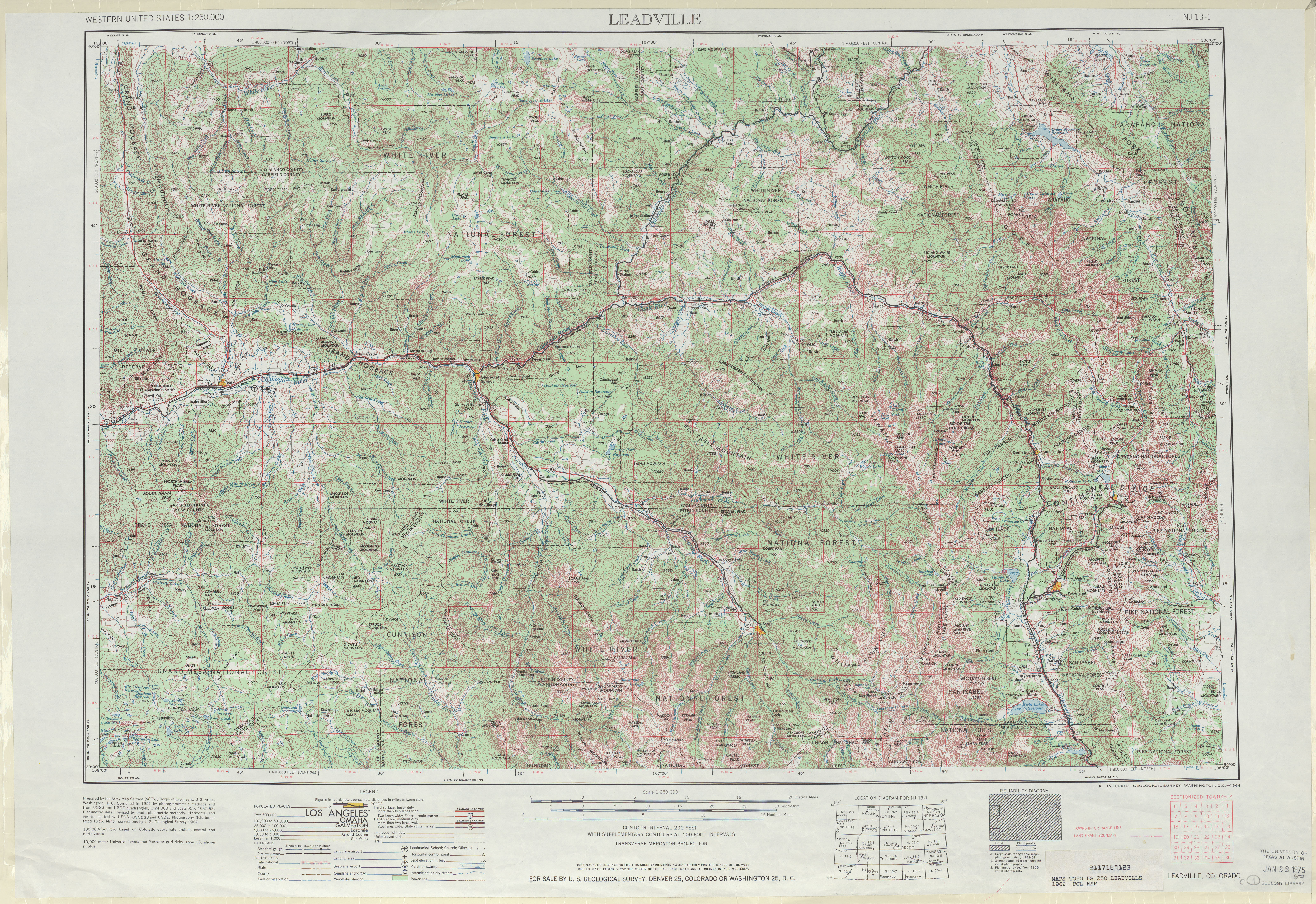Hoja Leadville del Mapa Topográfico de los Estados Unidos 1962