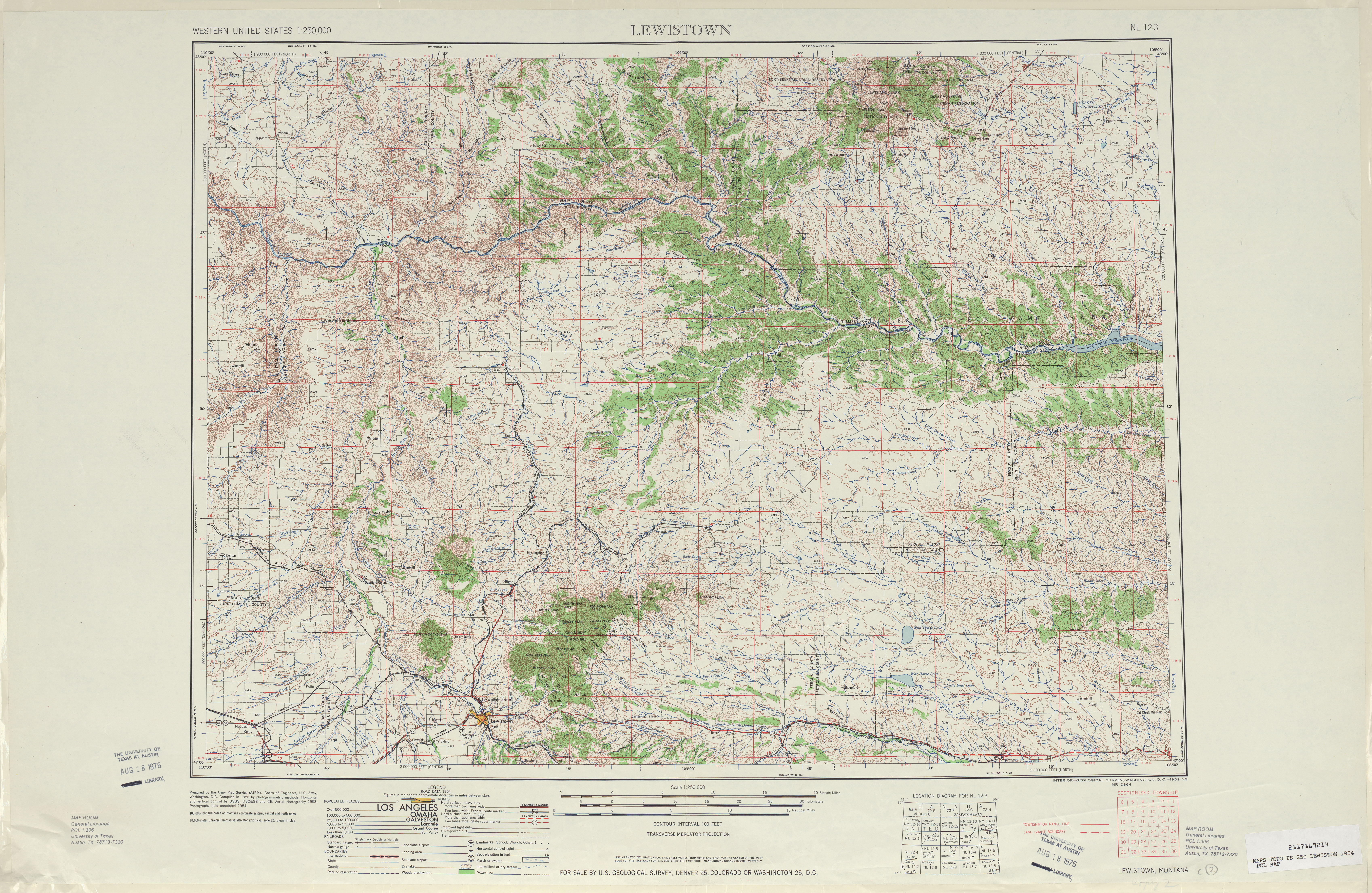 Hoja Lewiston del Mapa Topográfico de los Estados Unidos 1954