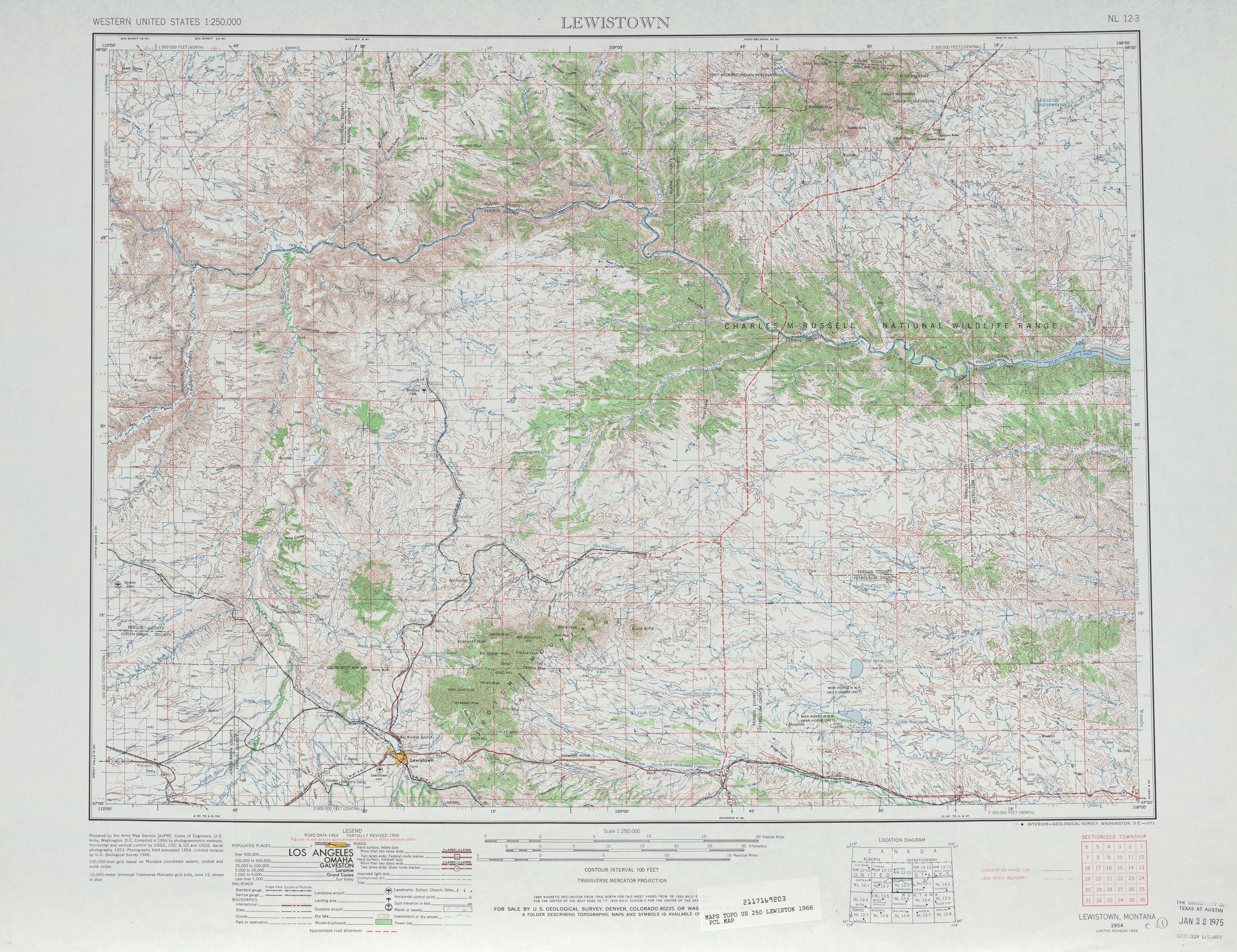 Hoja Lewiston del Mapa Topográfico de los Estados Unidos 1966