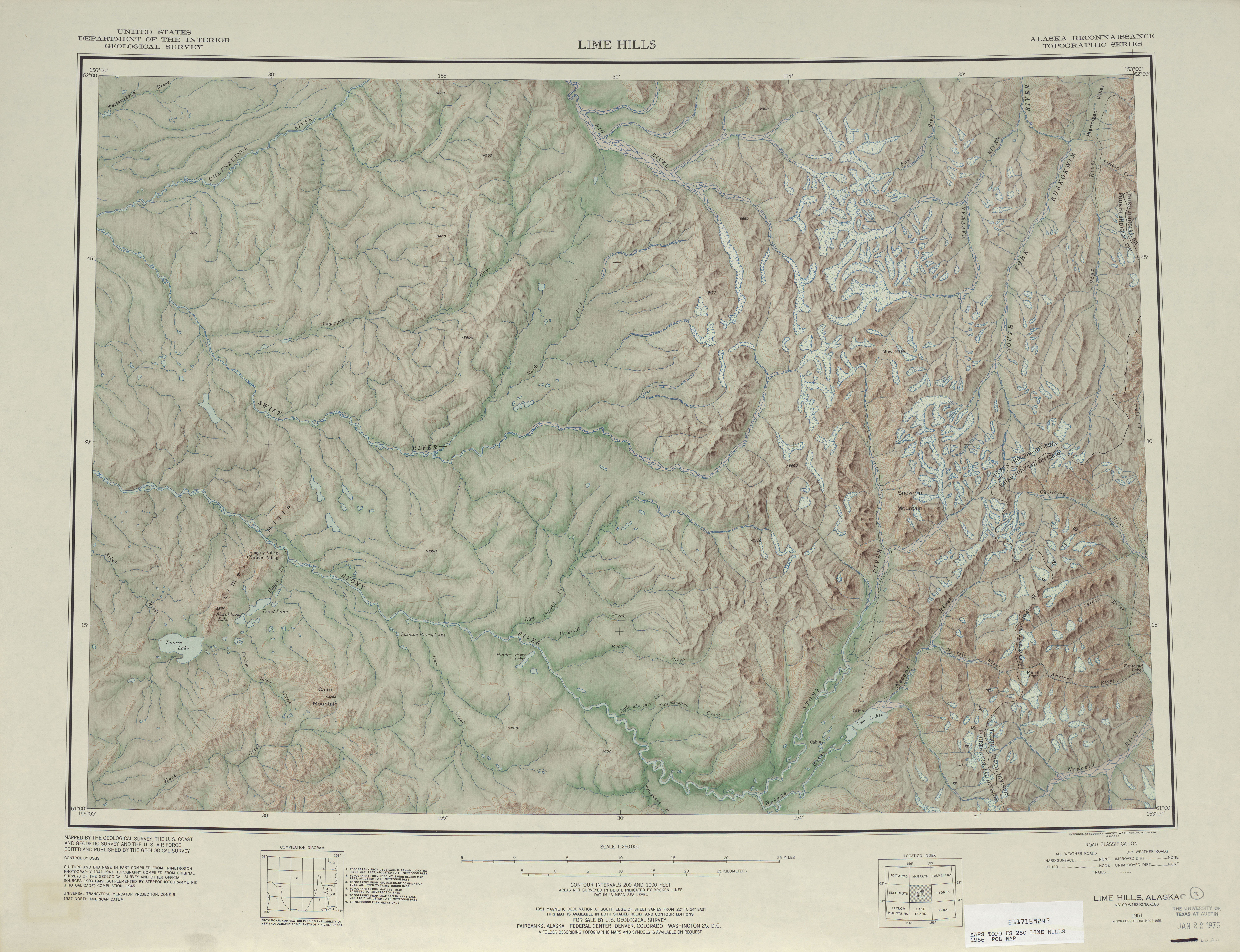 Hoja Lime Hills del Mapa de Relievede los Estados Unidos 1956