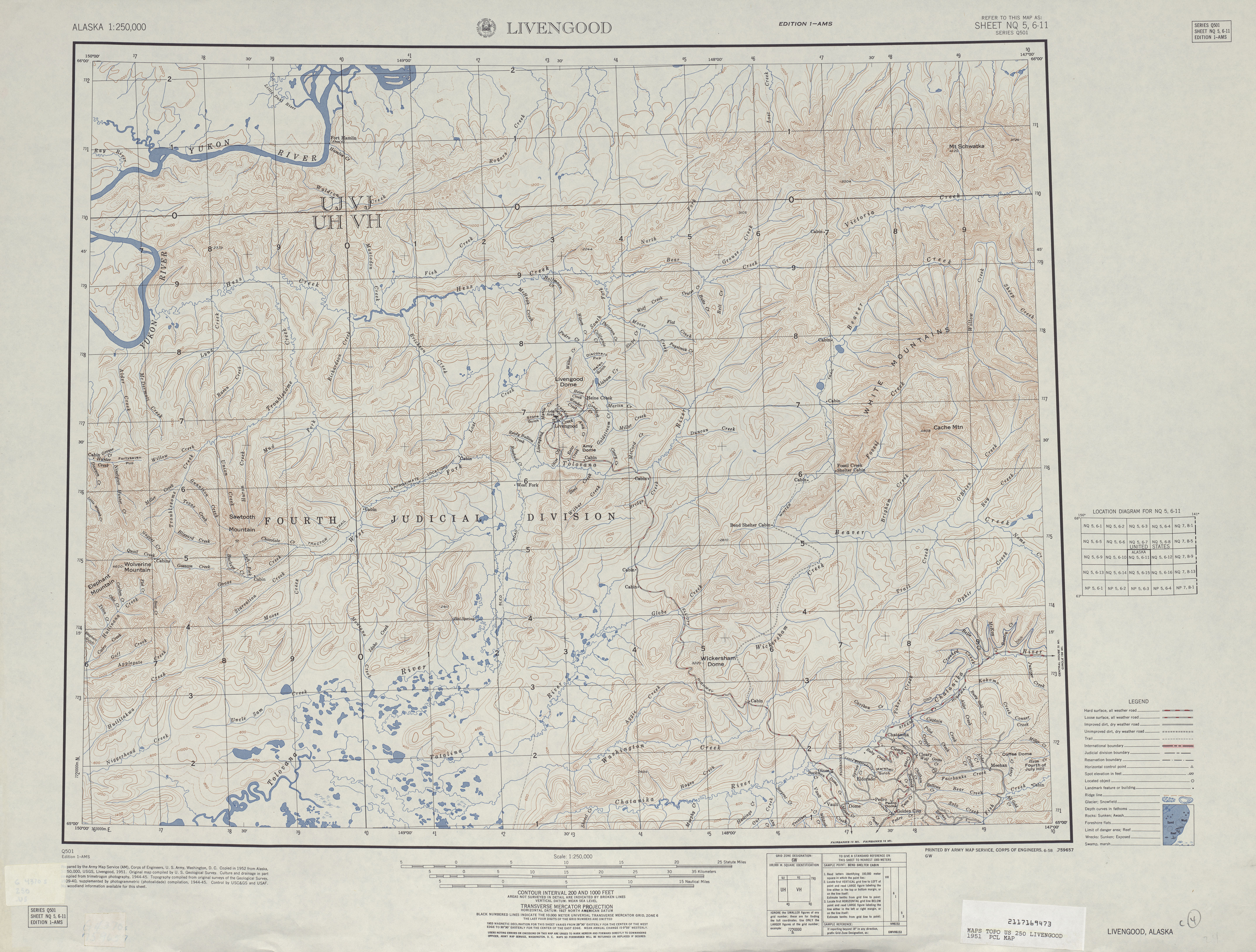 Hoja Livengood del Mapa Topográfico de los Estados Unidos 1951