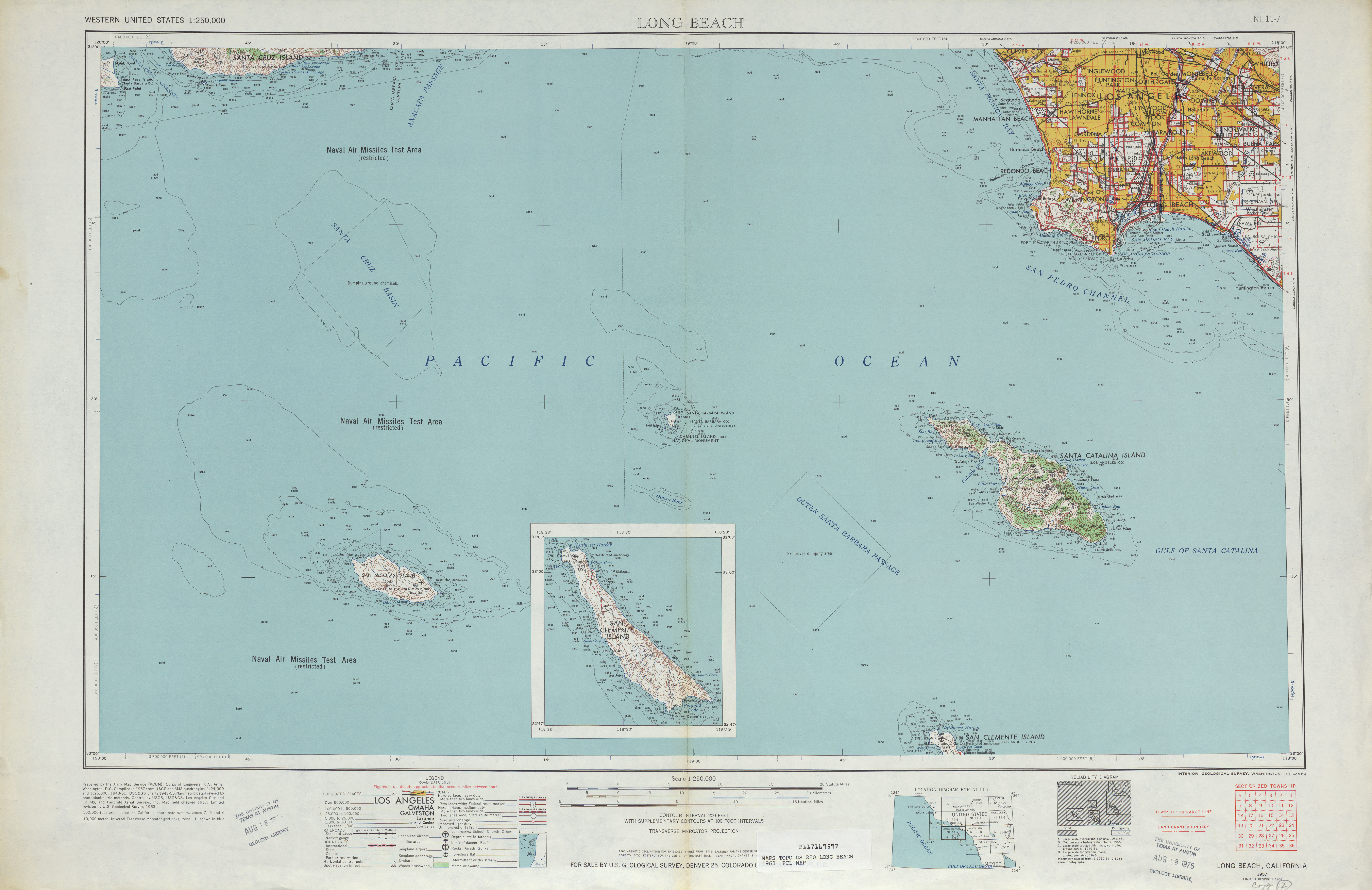 Hoja Long Beach del Mapa Topográfico de los Estados Unidos 1963