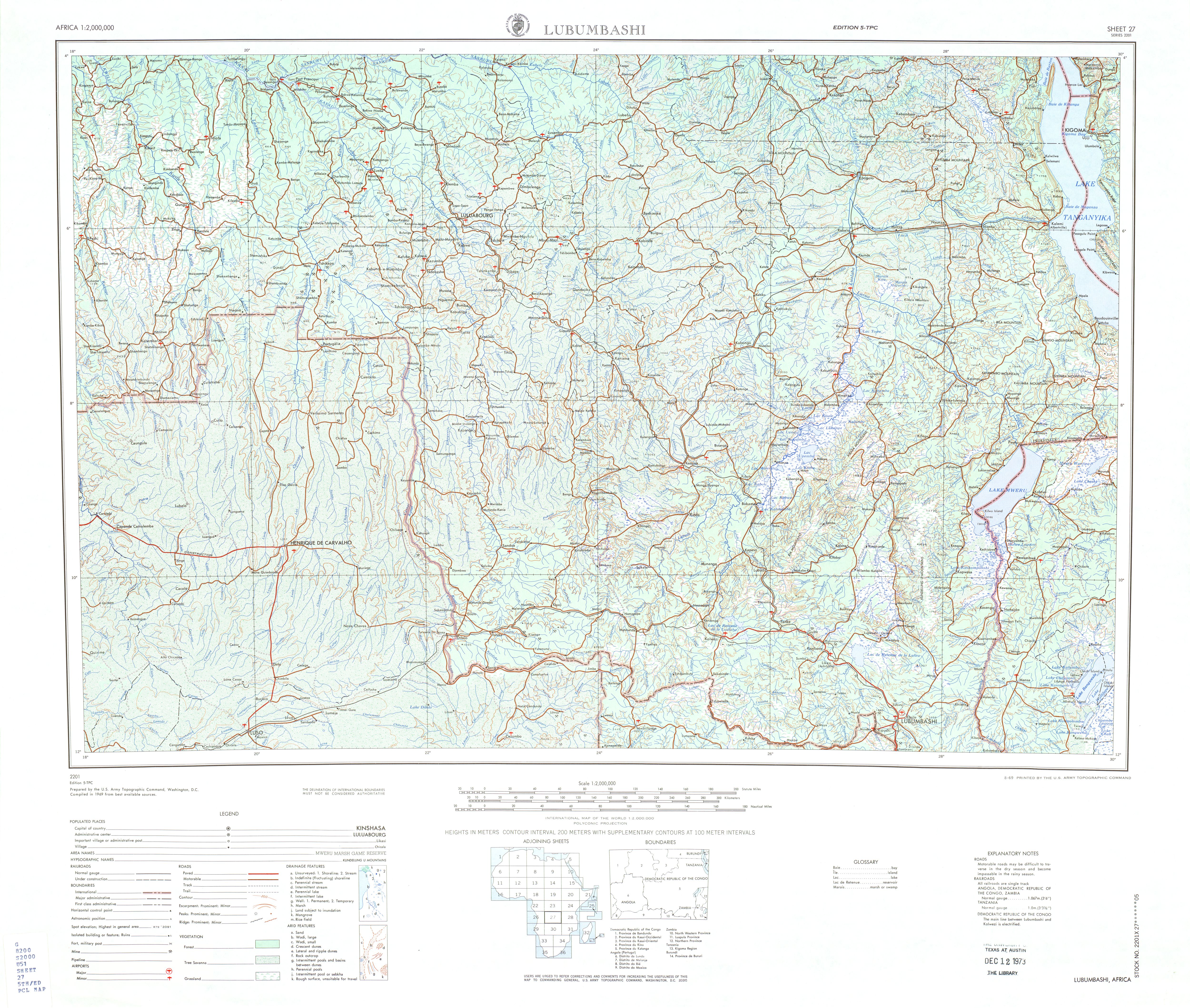 Hoja Lubumbashi del Mapa Topográfico de África 1969