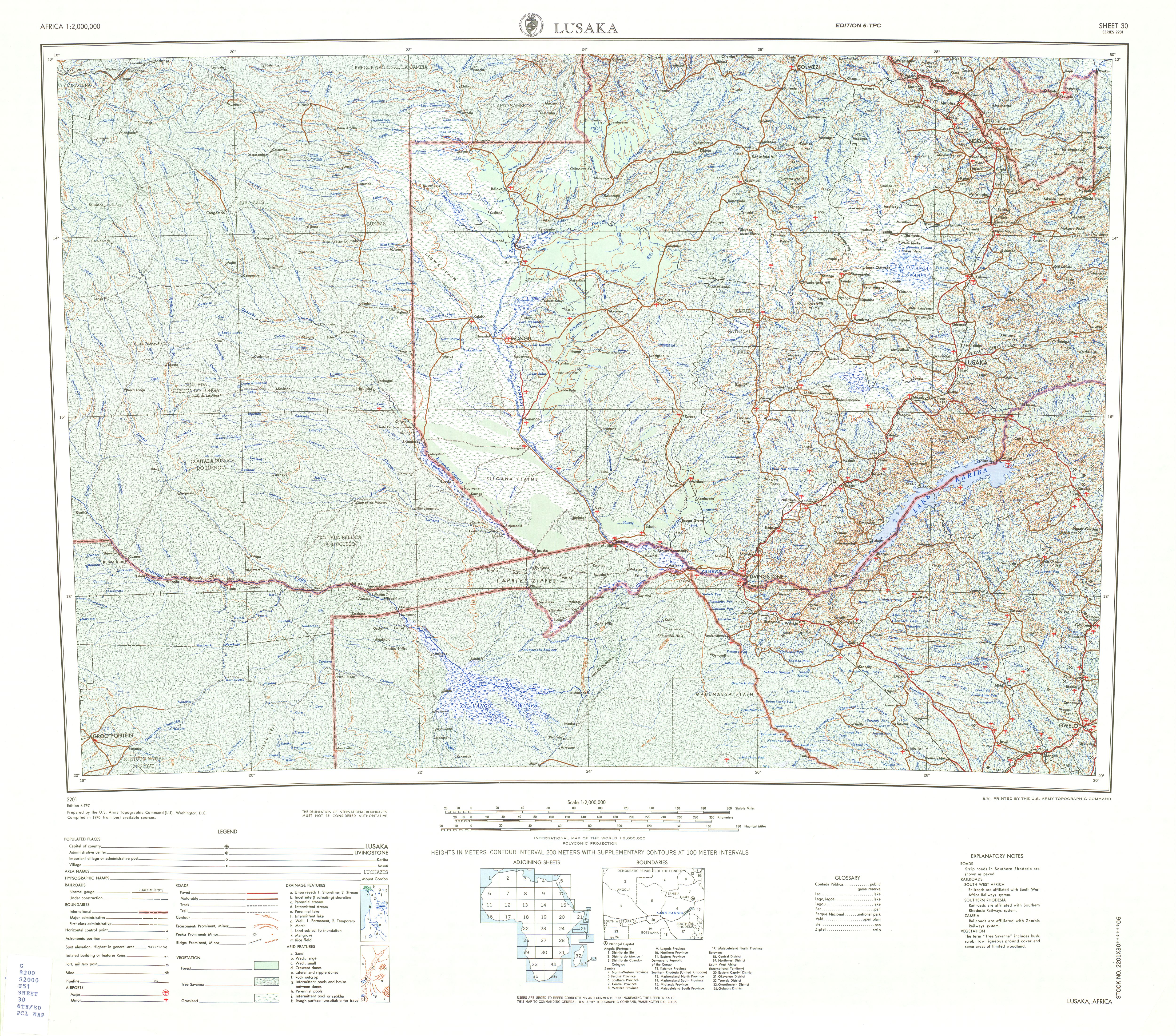 Hoja Lusaka del Mapa Topográfico de África 1970