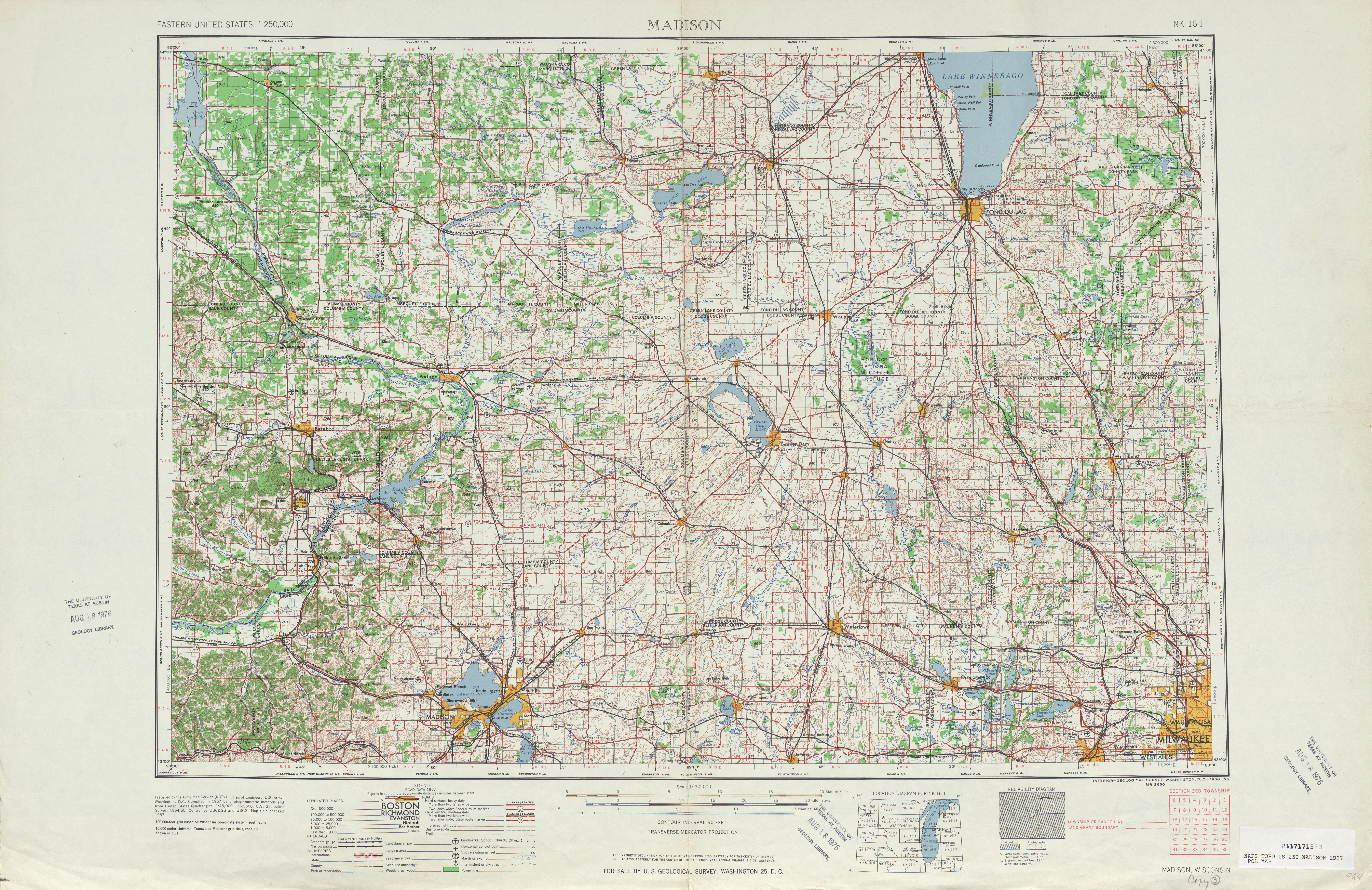 Hoja Madison del Mapa Topográfico de los Estados Unidos 1957