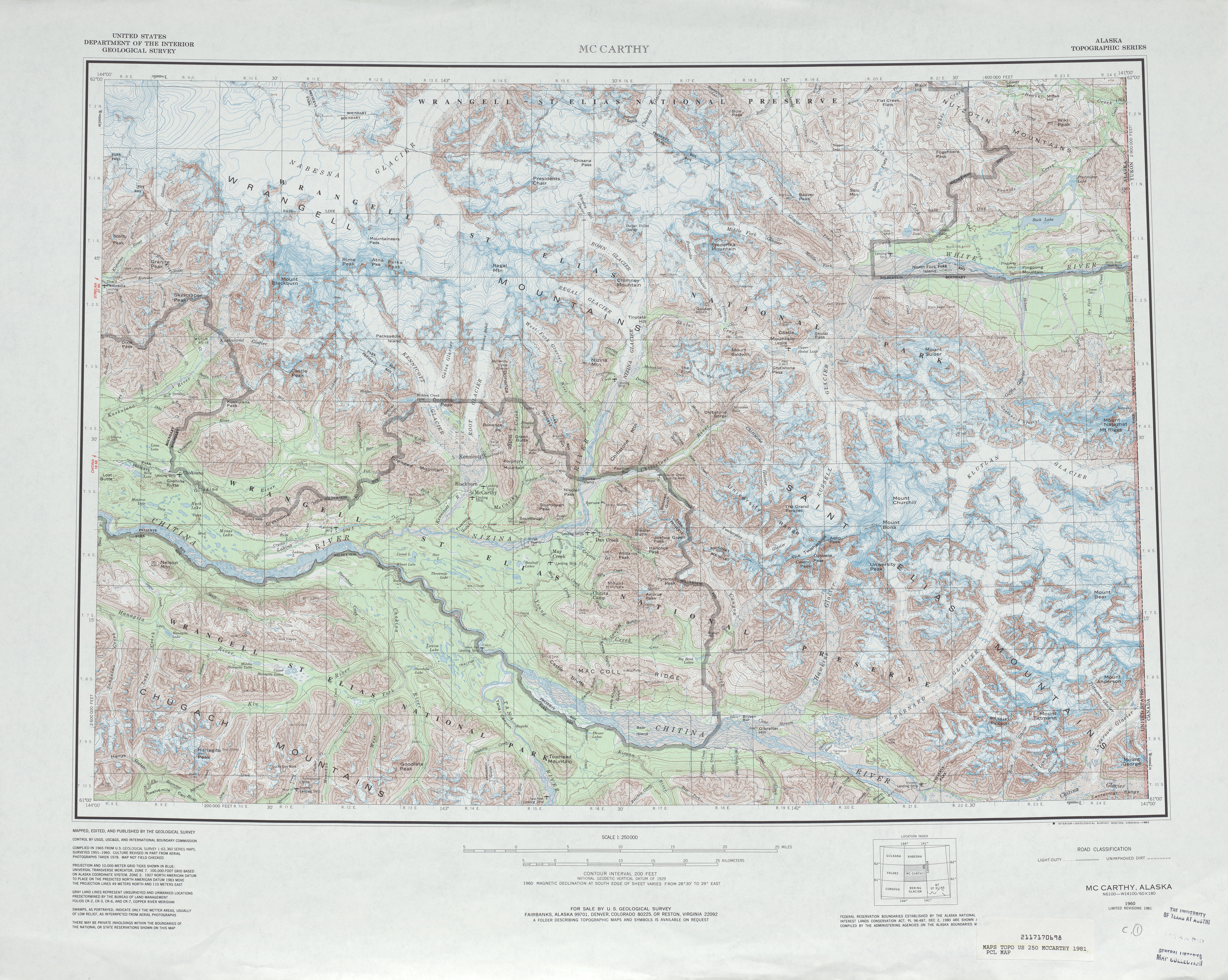 Hoja Mccarthy del Mapa Topográfico de los Estados Unidos 1981