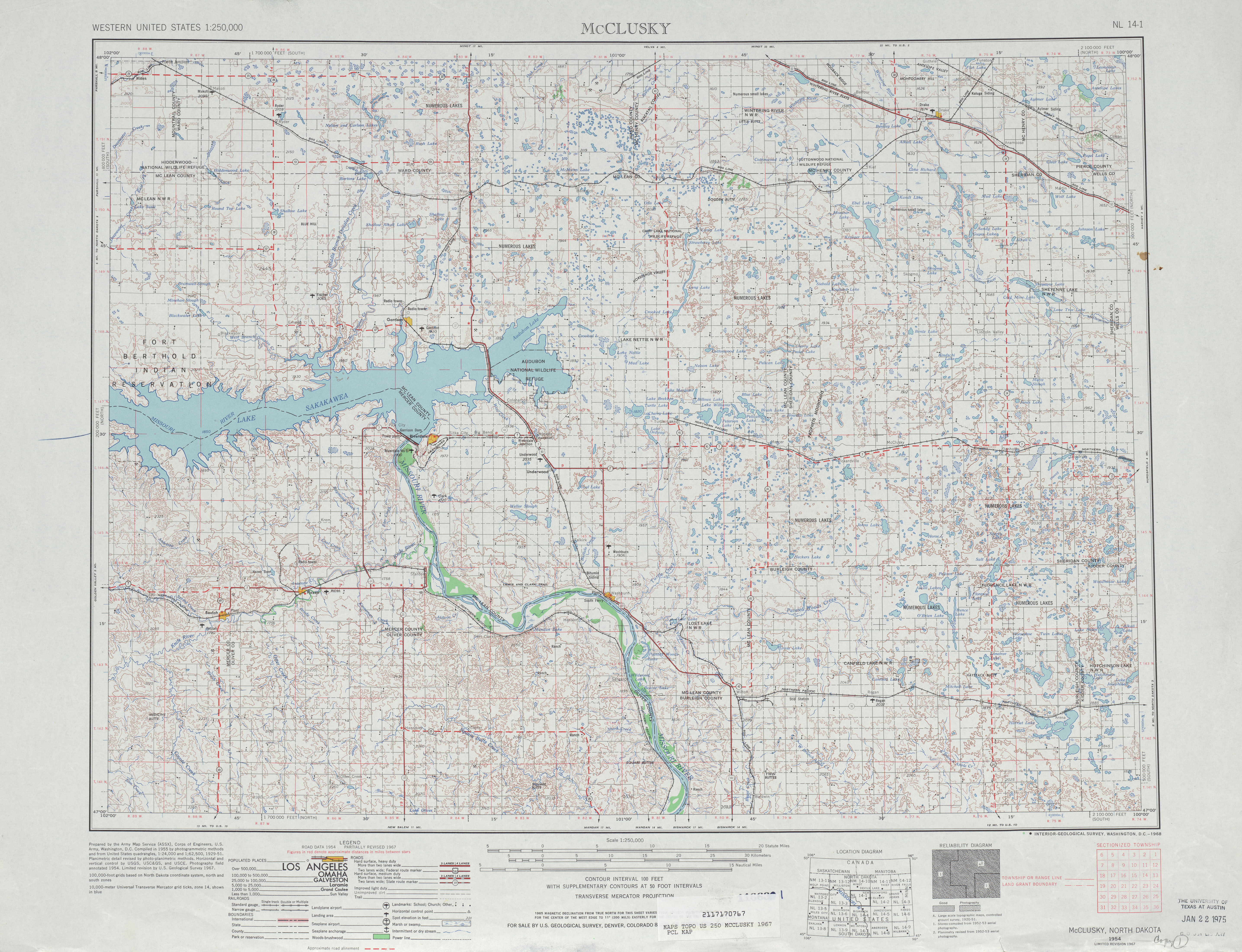 Hoja Mcclusky del Mapa Topográfico de los Estados Unidos 1967