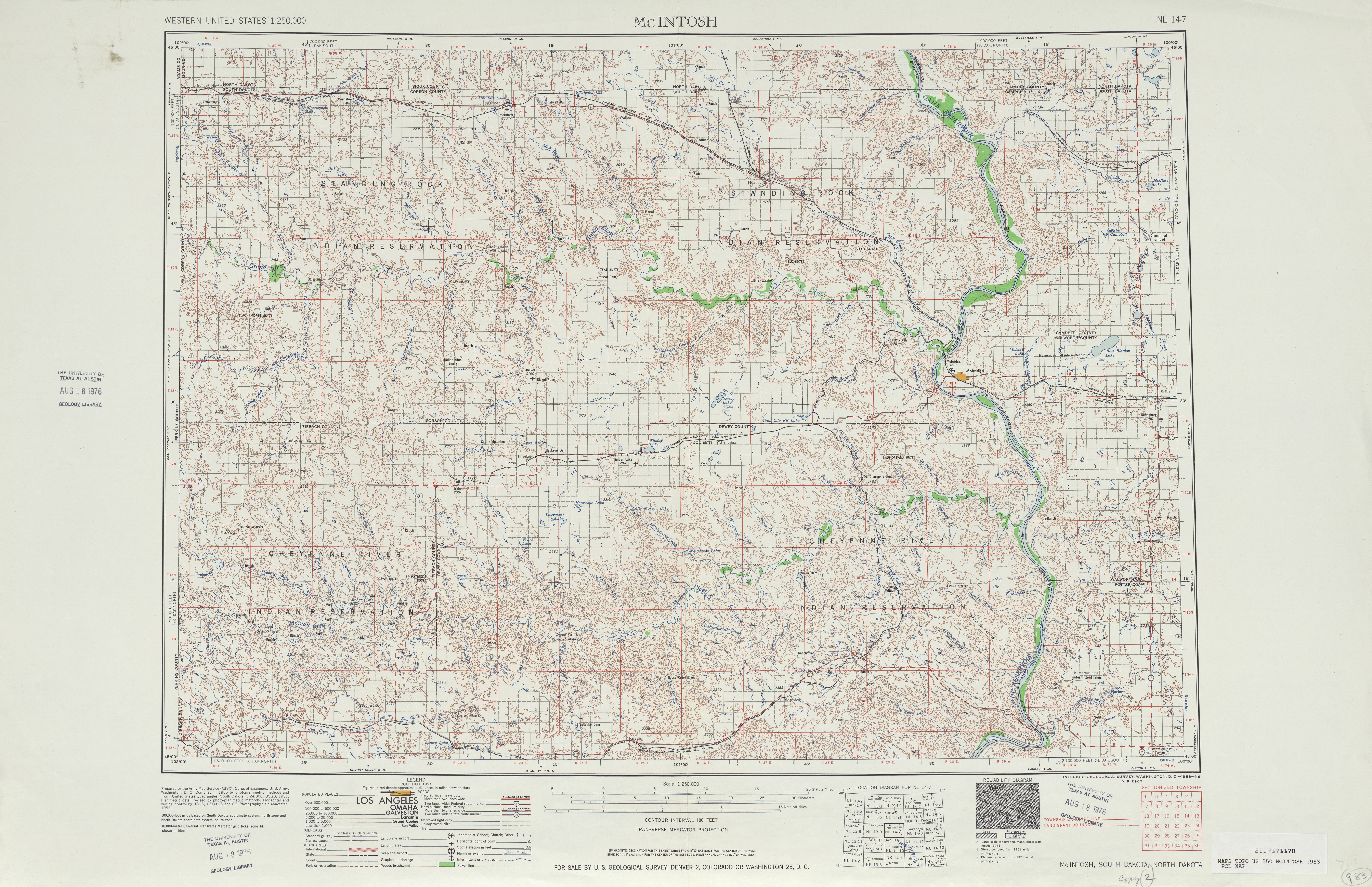 Hoja Mcintosh del Mapa Topográfico de los Estados Unidos 1953