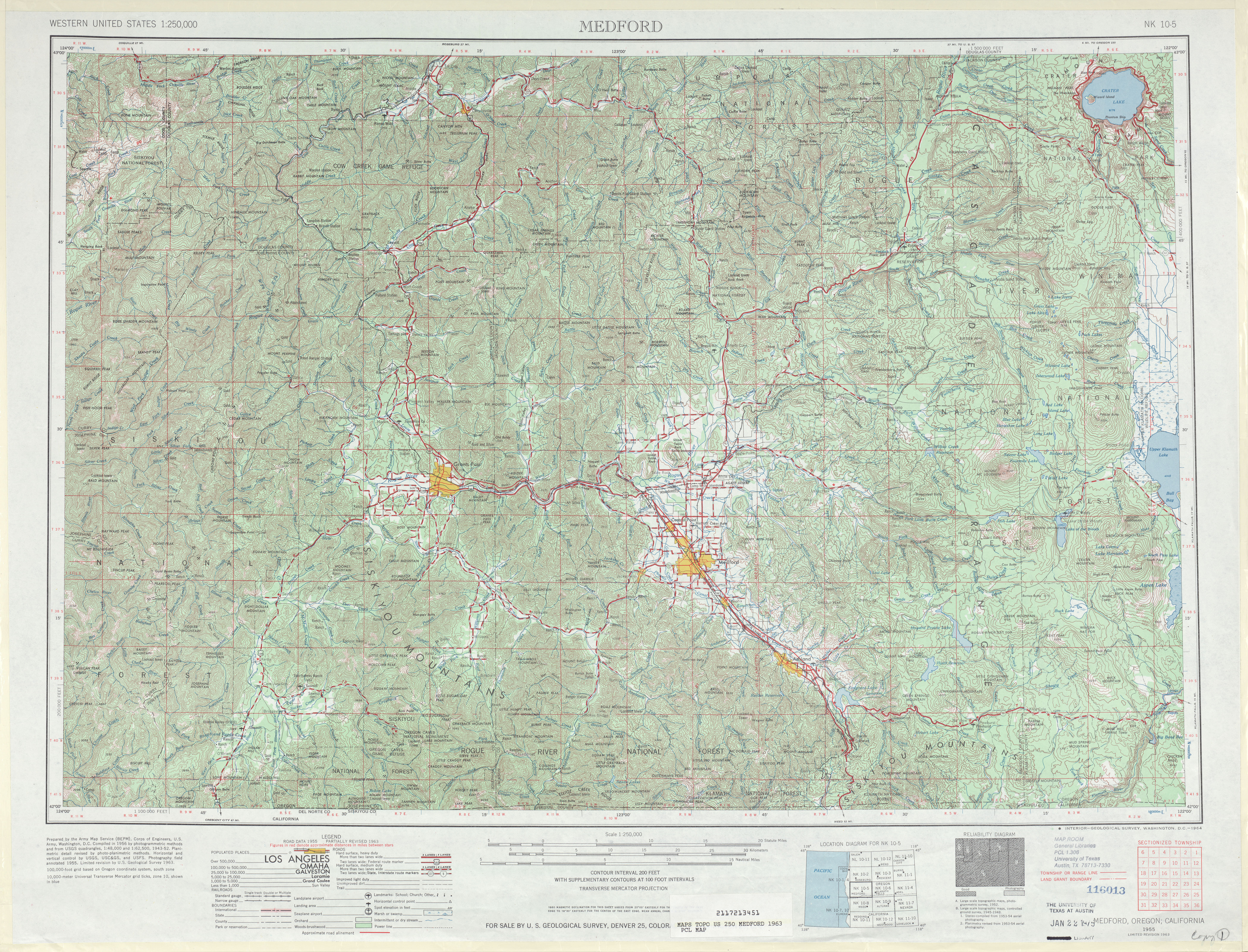 Hoja Medford del Mapa Topográfico de los Estados Unidos 1963