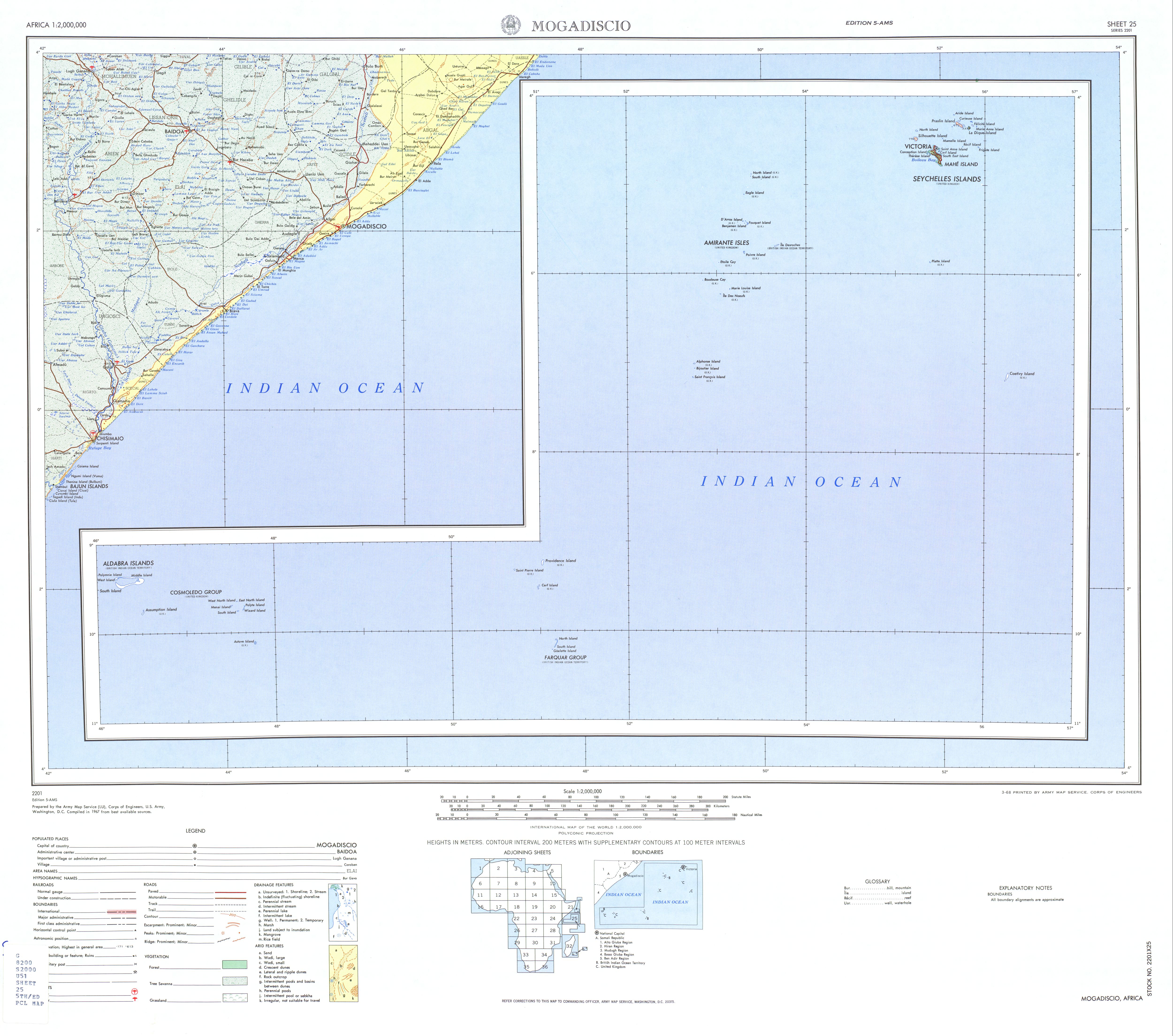 Hoja Mogadiscio (Mogadiscio) del Mapa Topográfico de África 1967