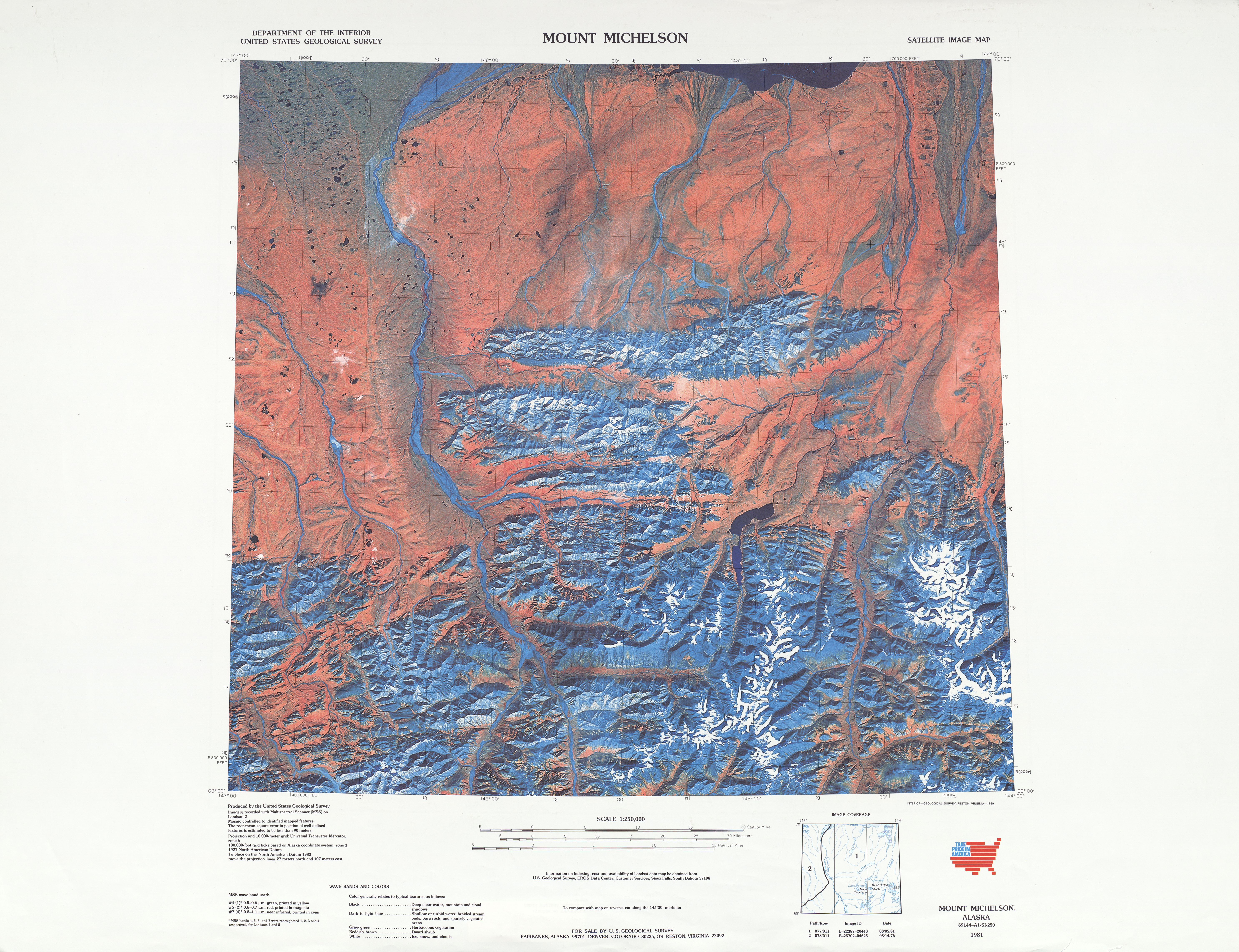 Hoja Mt. Michelson de la Imagen Satelital de los Estados Unidos 1981